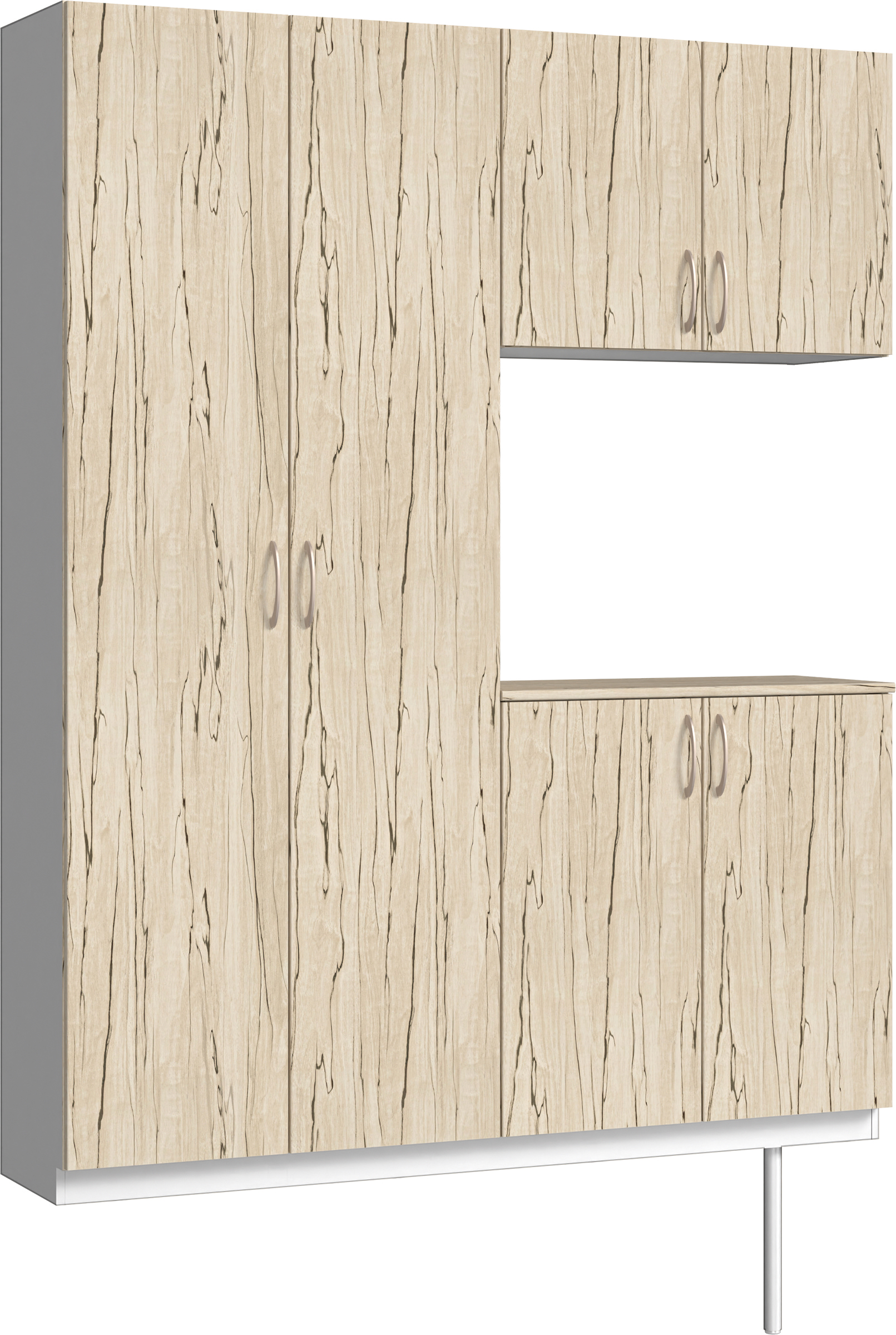 玄関収納　イエリア　開き戸ユニット　フラット　Ｓ０１　コの字ＰＬＡＮ　シューズ収納　パネル扉　１６００幅　〈スロウベージュ柄〉　ハンドルラウンド型〈Ｔシルバー色〉