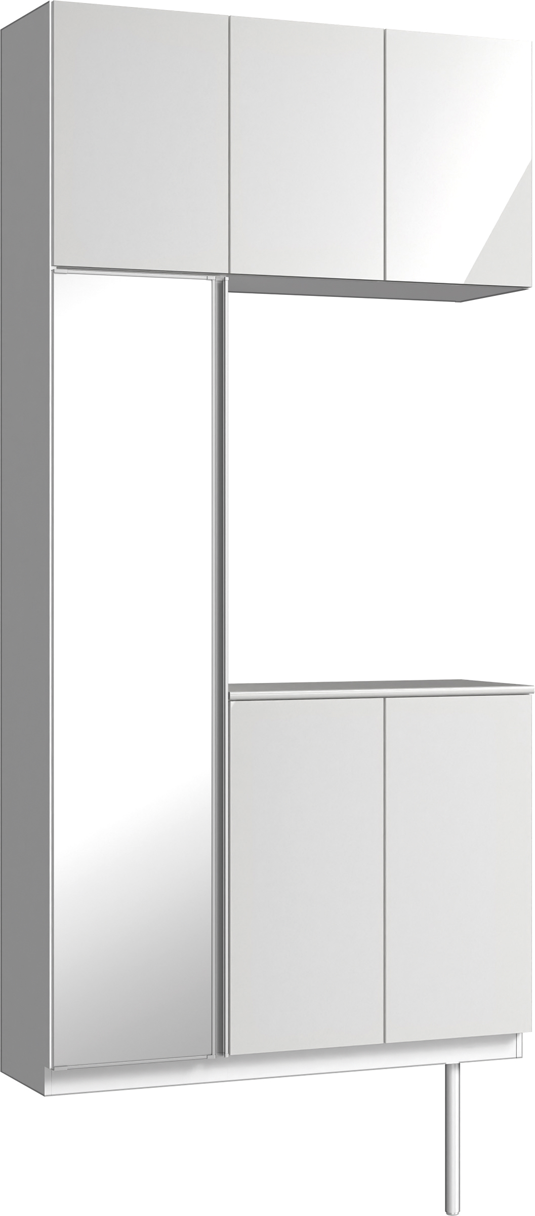 玄関収納　イエリア　開き戸ユニット　フラット　Ｓ７１　コの字ＰＬＡＮ　シューズ収納　ミラー扉　１１４０幅　〈ルミホワイト柄〉　ハンドルレス