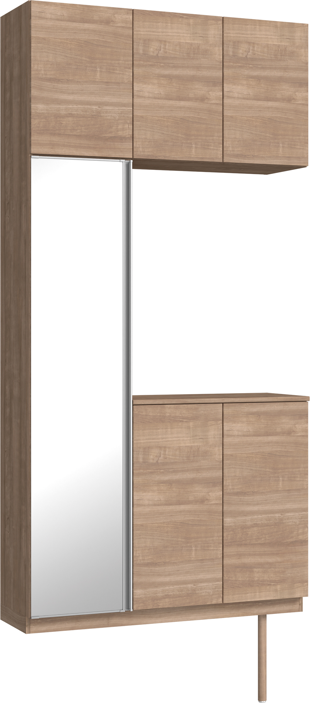 玄関収納　イエリア　開き戸ユニット　フラット横木目　Ｓ７１　コの字ＰＬＡＮ　シューズ収納　ミラー扉　１１４０幅　〈トープグレー柄〉　ハンドルレス