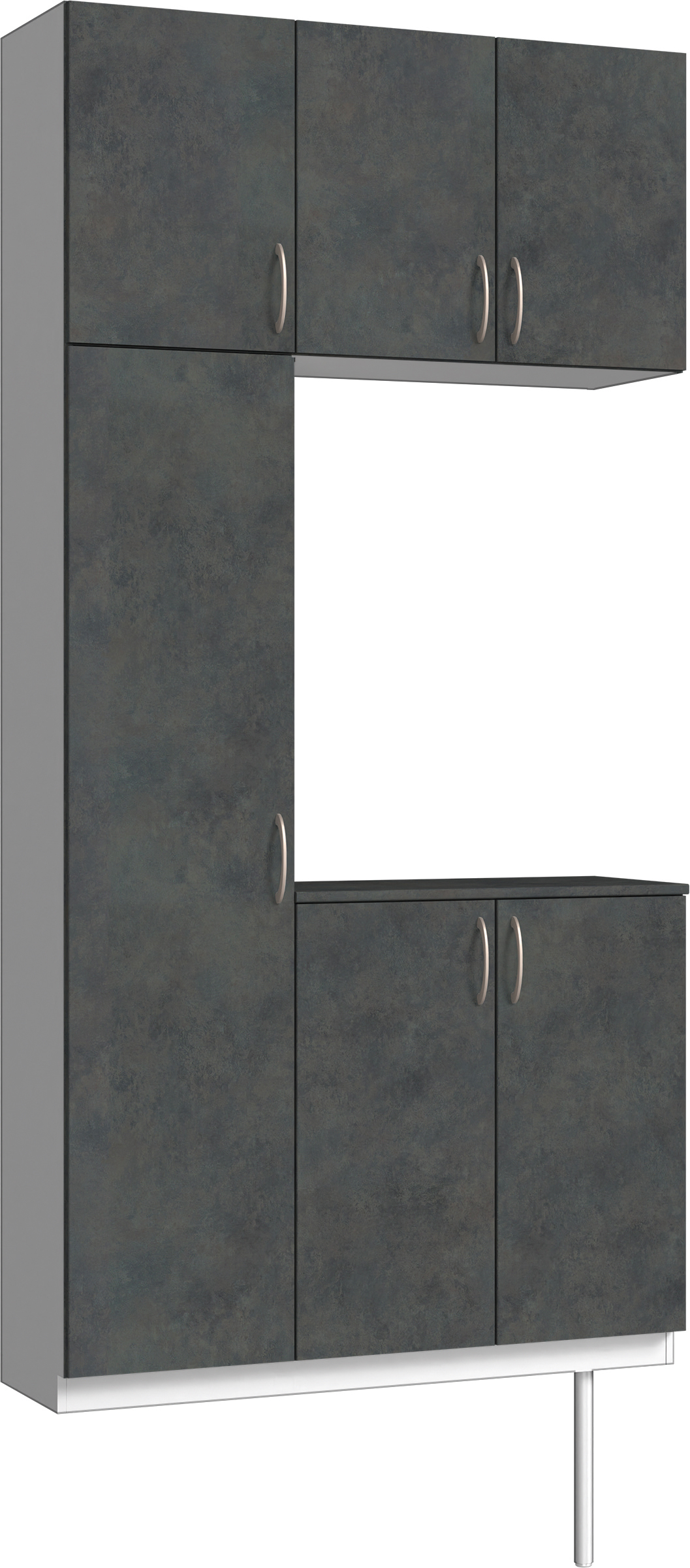 玄関収納　イエリア　開き戸ユニット　フラット　Ｓ７３　コの字ＰＬＡＮ　シューズ収納　パネル扉　１１４０幅　〈アイアンブラック柄〉　ハンドルラウンド型〈Ｔシルバー色〉