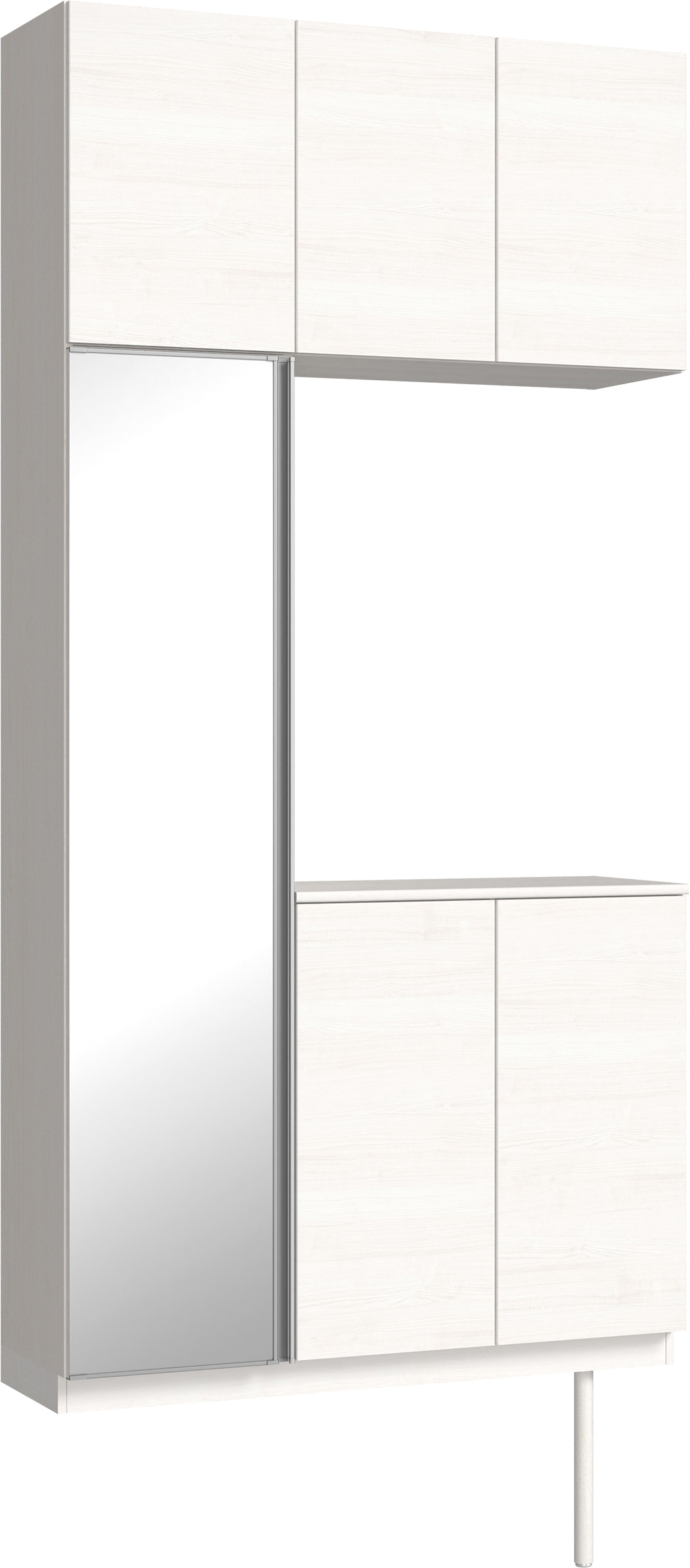 玄関収納　イエリア　開き戸ユニット　フラット横木目　Ｓ７１　コの字ＰＬＡＮ　シューズ収納　ミラー扉　１１４０幅　〈ネオホワイト柄〉　ハンドルレス