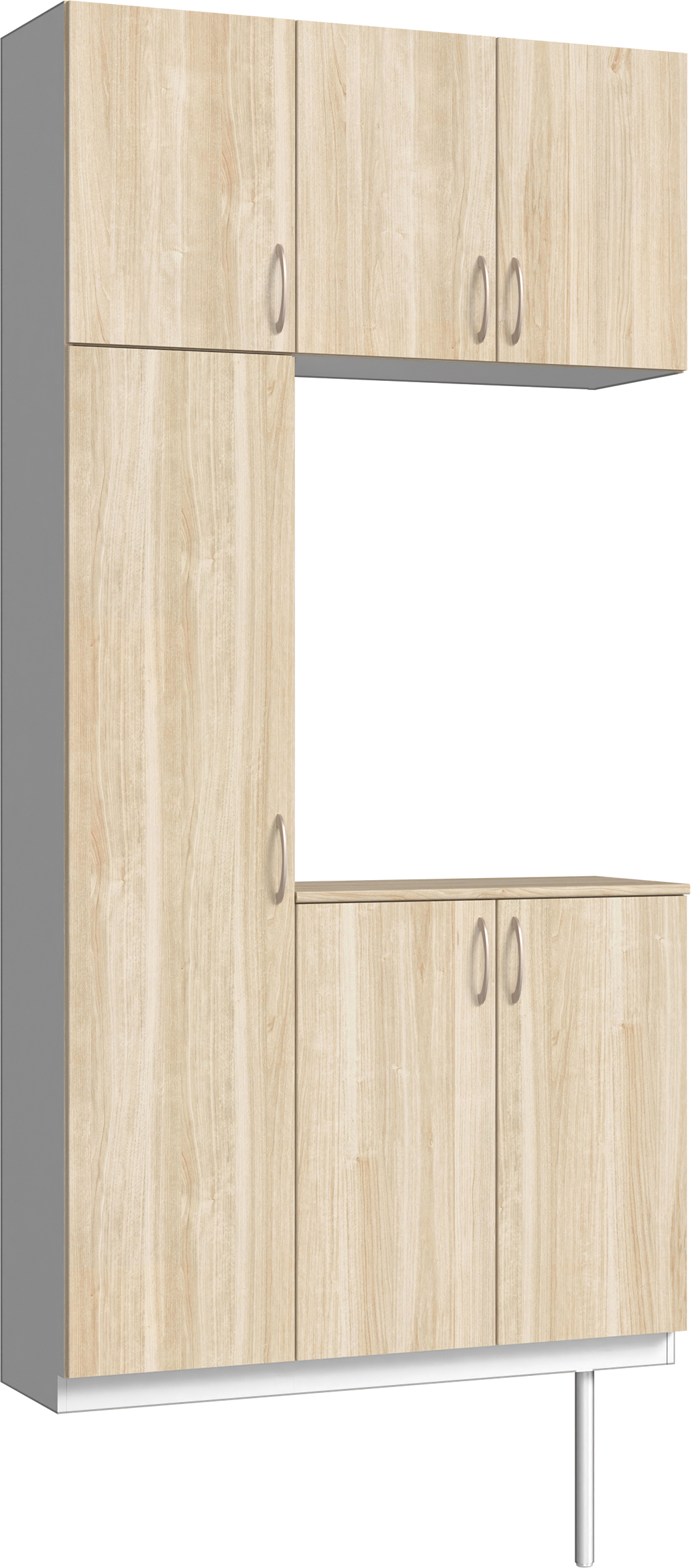 玄関収納　イエリア　開き戸ユニット　フラット　Ｓ７３　コの字ＰＬＡＮ　シューズ収納　パネル扉　１１４０幅　〈コットンベージュ柄〉　ハンドルラウンド型〈Ｔシルバー色〉