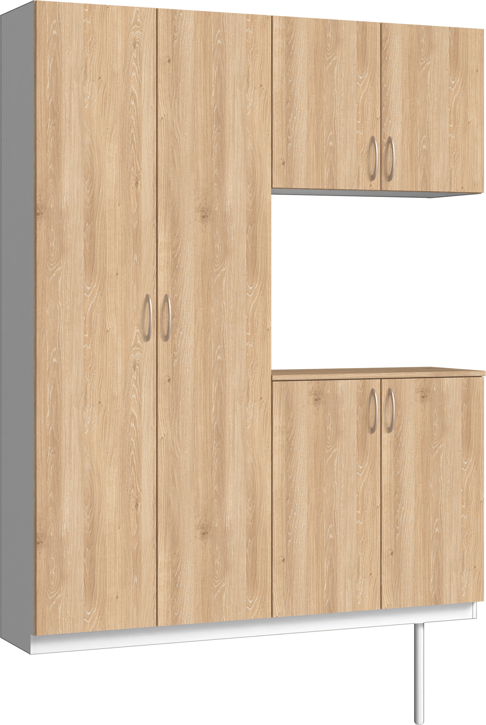 玄関収納　イエリア　開き戸ユニット　フラット　Ｓ０１　コの字ＰＬＡＮ　シューズ収納　パネル扉　１６００幅　〈ミルキーオーカー柄〉　ハンドルラウンド型〈Ｔシルバー色〉