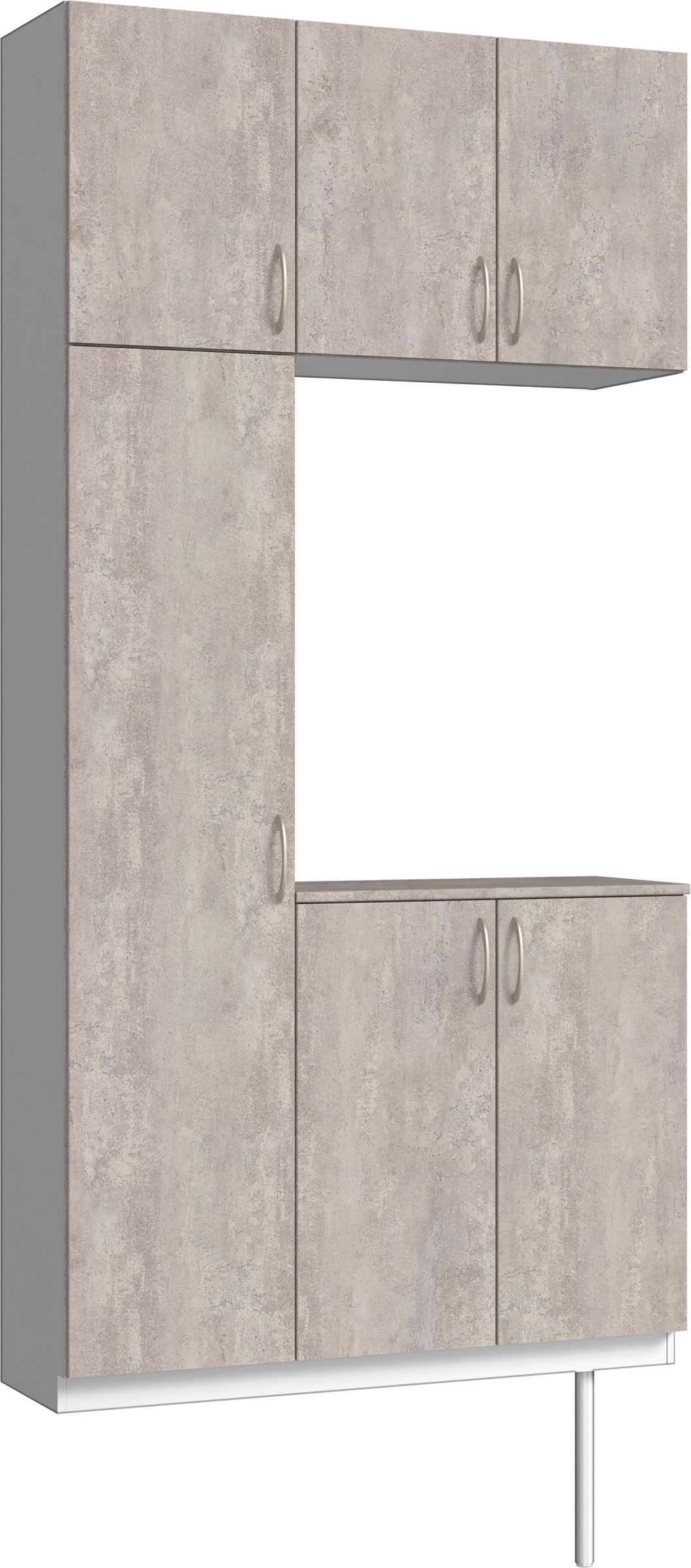 玄関収納　イエリア　開き戸ユニット　フラット　Ｓ７３　コの字ＰＬＡＮ　シューズ収納　パネル扉　１１４０幅　〈コンクリートグレー柄〉　ハンドルラウンド型〈Ｔシルバー色〉