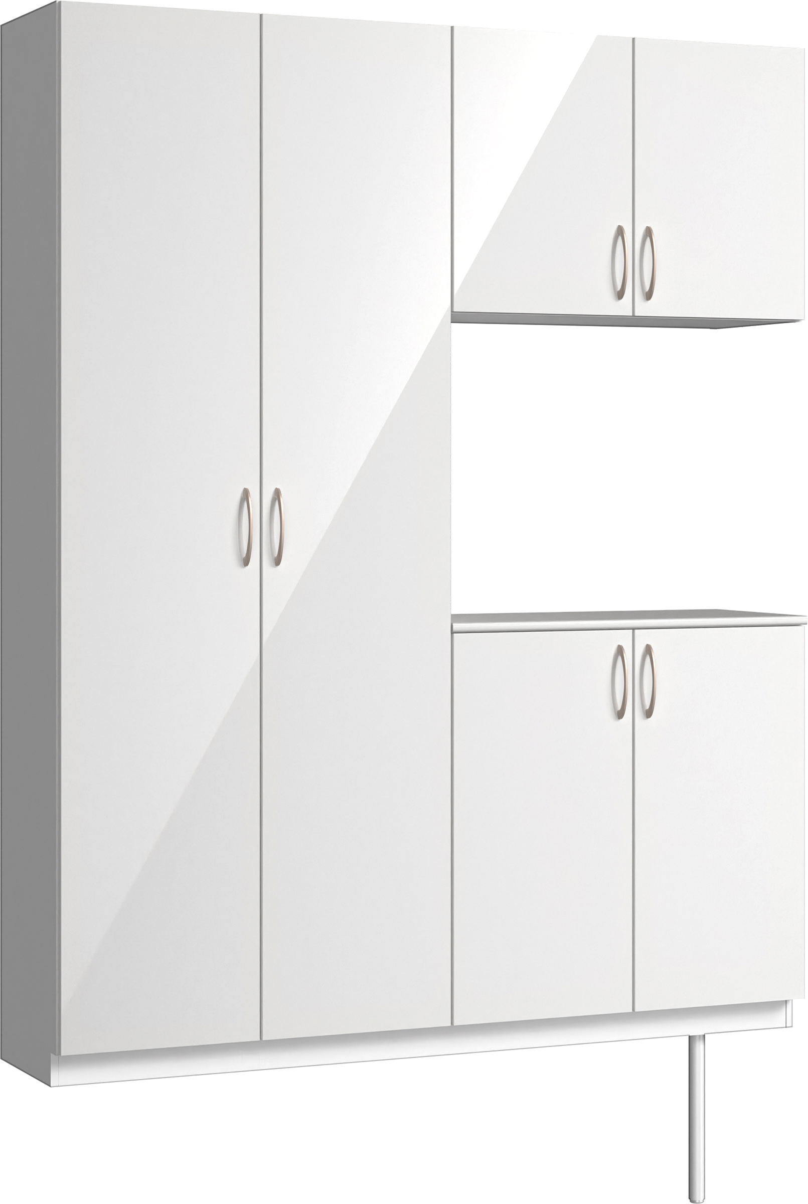 玄関収納　イエリア　開き戸ユニット　フラット　Ｓ０１　コの字ＰＬＡＮ　シューズ収納　パネル扉　１６００幅　〈ルミホワイト柄〉　ハンドルラウンド型〈Ｔシルバー色〉