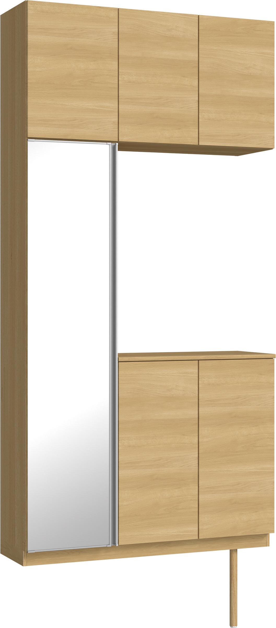 玄関収納　イエリア　開き戸ユニット　フラット横木目　Ｓ７１　コの字ＰＬＡＮ　シューズ収納　ミラー扉　１１４０幅　〈ライトオーカー柄〉　ハンドルレス