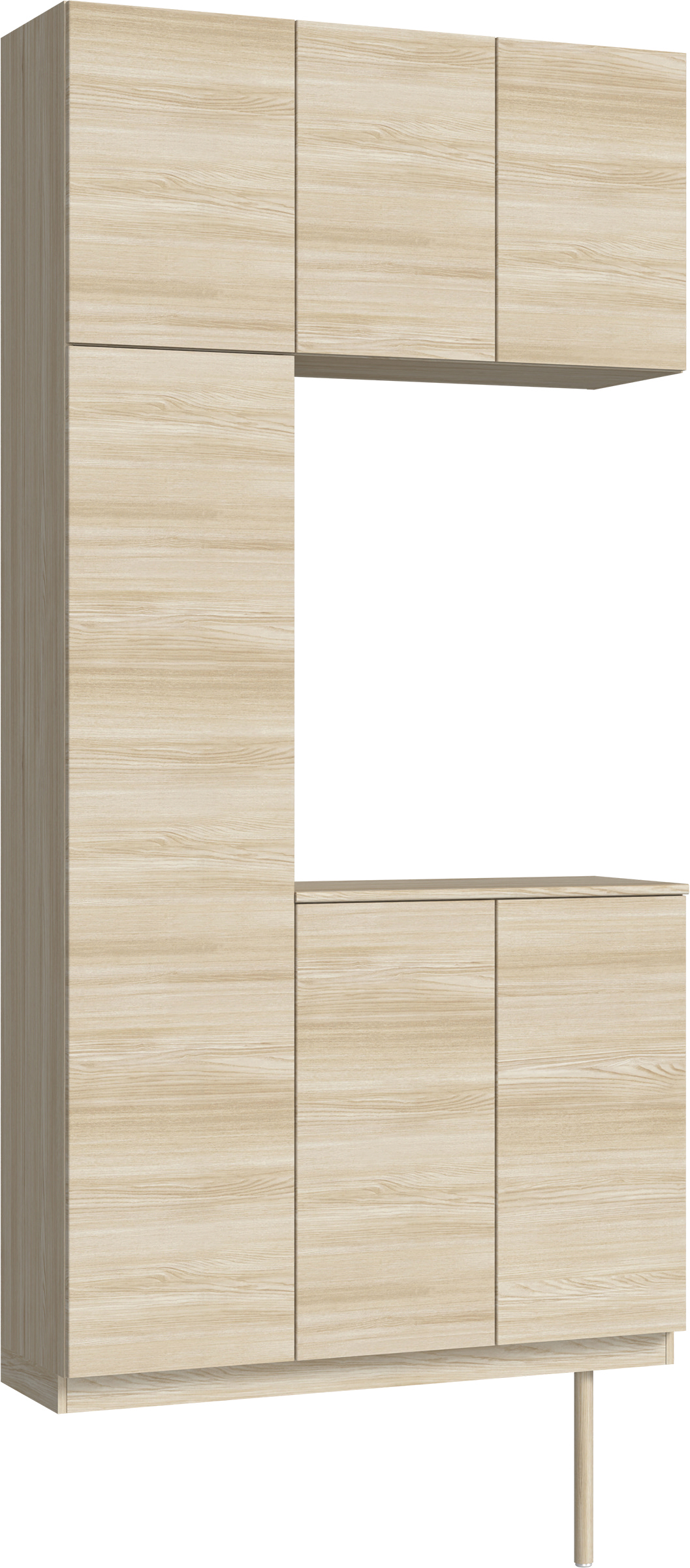 玄関収納　イエリア　開き戸ユニット　フラット横木目　Ｓ７３　コの字ＰＬＡＮ　シューズ収納　ウッド扉　１１４０幅　〈ソフトグレージュ柄〉　ハンドルレス