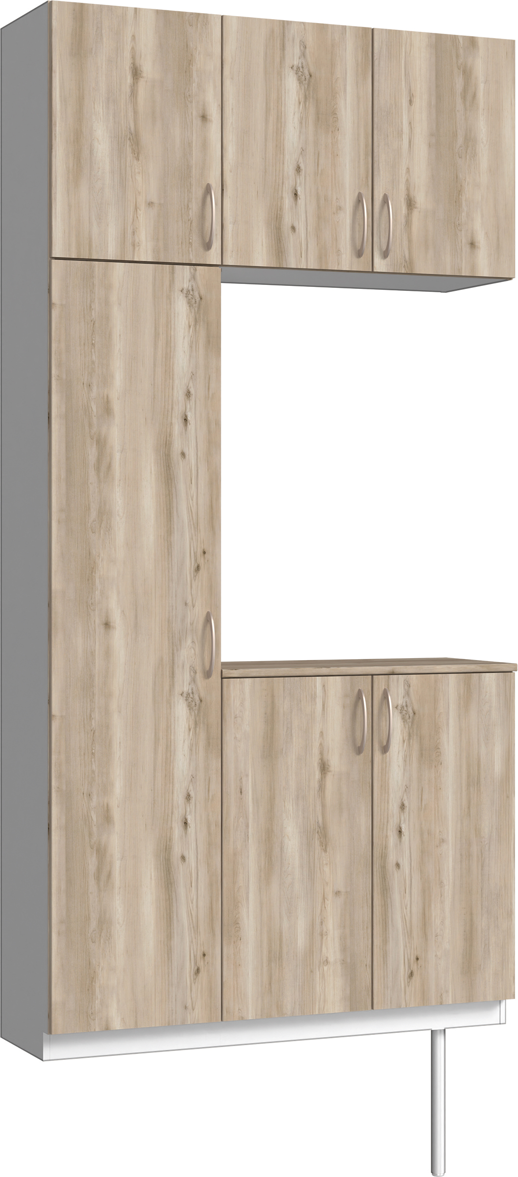 玄関収納　イエリア　開き戸ユニット　フラット　Ｓ７３　コの字ＰＬＡＮ　シューズ収納　パネル扉　１１４０幅　〈スモークグレー柄〉　ハンドルラウンド型〈Ｔシルバー色〉