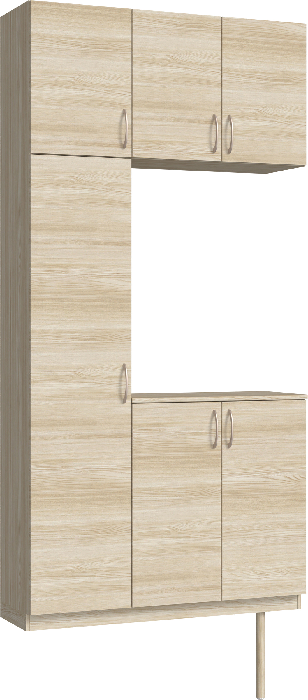 玄関収納　イエリア　開き戸ユニット　フラット横木目　Ｓ７３　コの字ＰＬＡＮ　シューズ収納　ウッド扉　１１４０幅　〈ソフトグレージュ柄〉　ハンドルラウンド型〈Ｔシルバー色〉