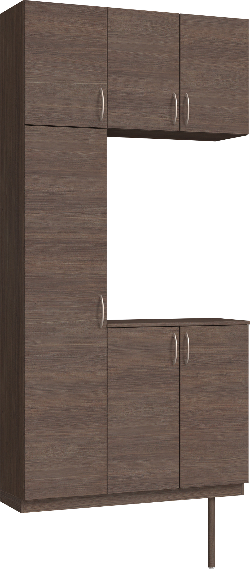 玄関収納　イエリア　開き戸ユニット　フラット横木目　Ｓ７３　コの字ＰＬＡＮ　シューズ収納　ウッド扉　１１４０幅　〈ダルブラウン柄〉　ハンドルラウンド型〈Ｔシルバー色〉