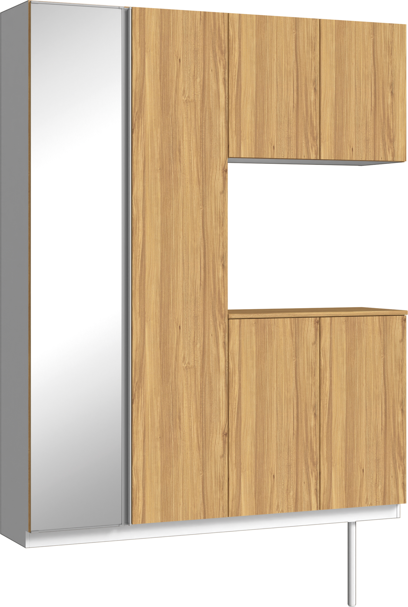 玄関収納　イエリア　開き戸ユニット　フラット　Ｓ０２　コの字ＰＬＡＮ　シューズ収納　ミラー扉　１６００幅　〈シナモンブラウン柄〉　ハンドルレス