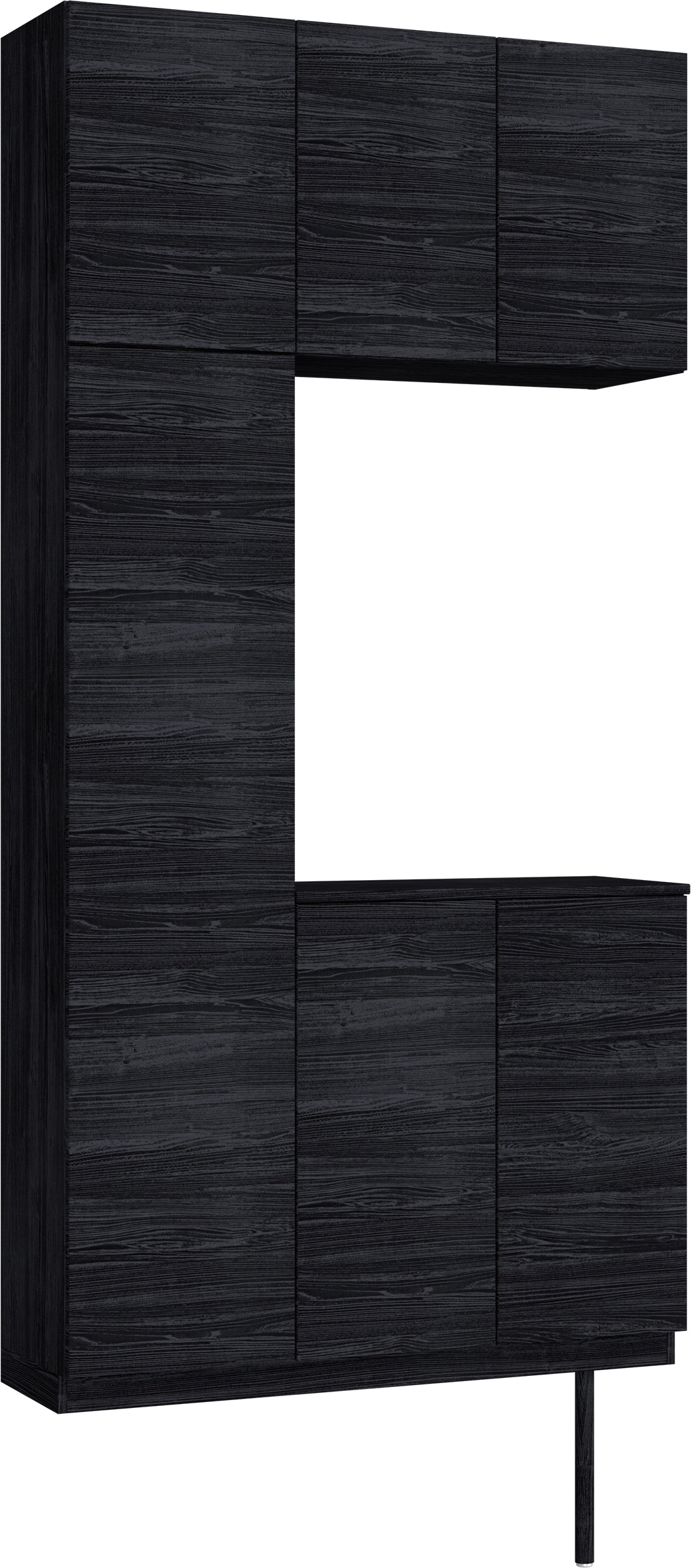 玄関収納　イエリア　開き戸ユニット　フラット横木目　Ｓ７３　コの字ＰＬＡＮ　シューズ収納　ウッド扉　１１４０幅　〈モスブラック柄〉　ハンドルレス