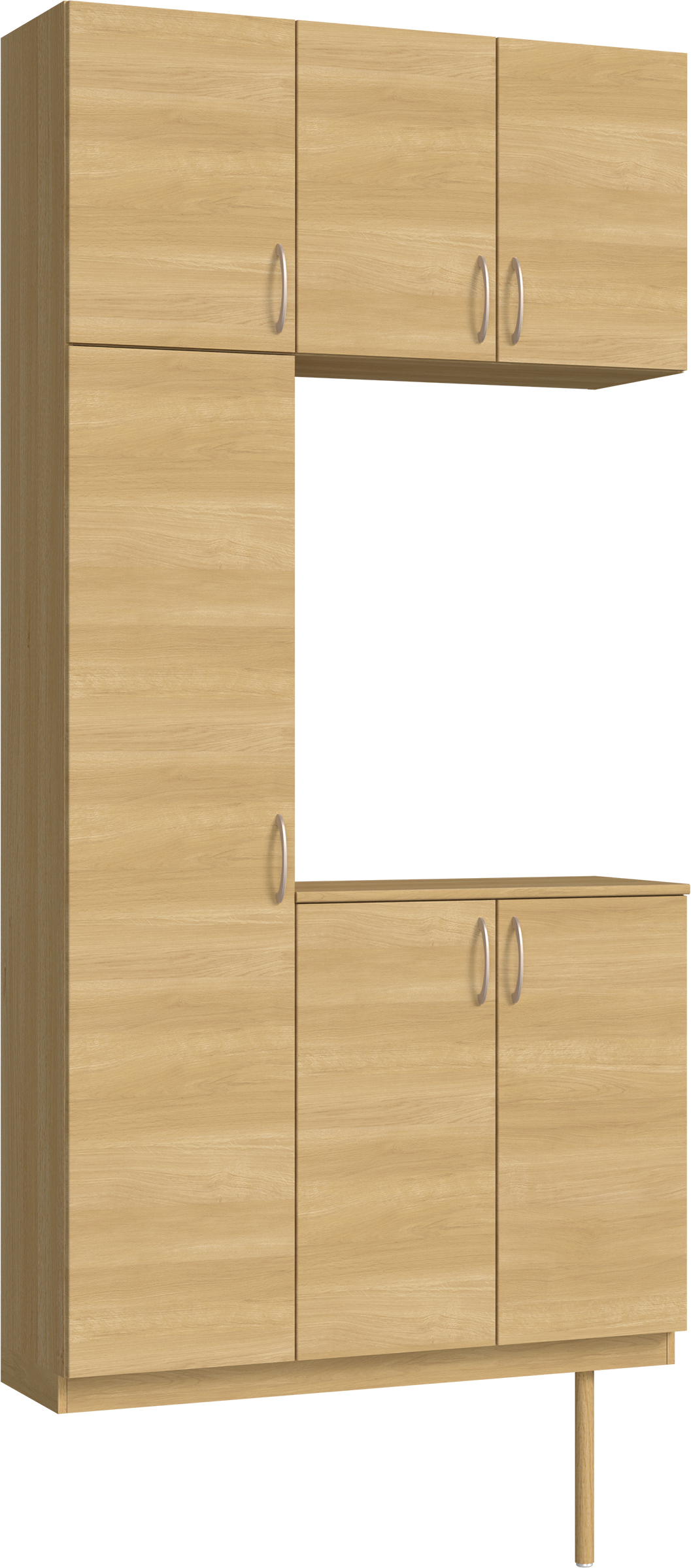 玄関収納　イエリア　開き戸ユニット　フラット横木目　Ｓ７３　コの字ＰＬＡＮ　シューズ収納　ウッド扉　１１４０幅　〈ライトオーカー柄〉　ハンドルラウンド型〈Ｔシルバー色〉