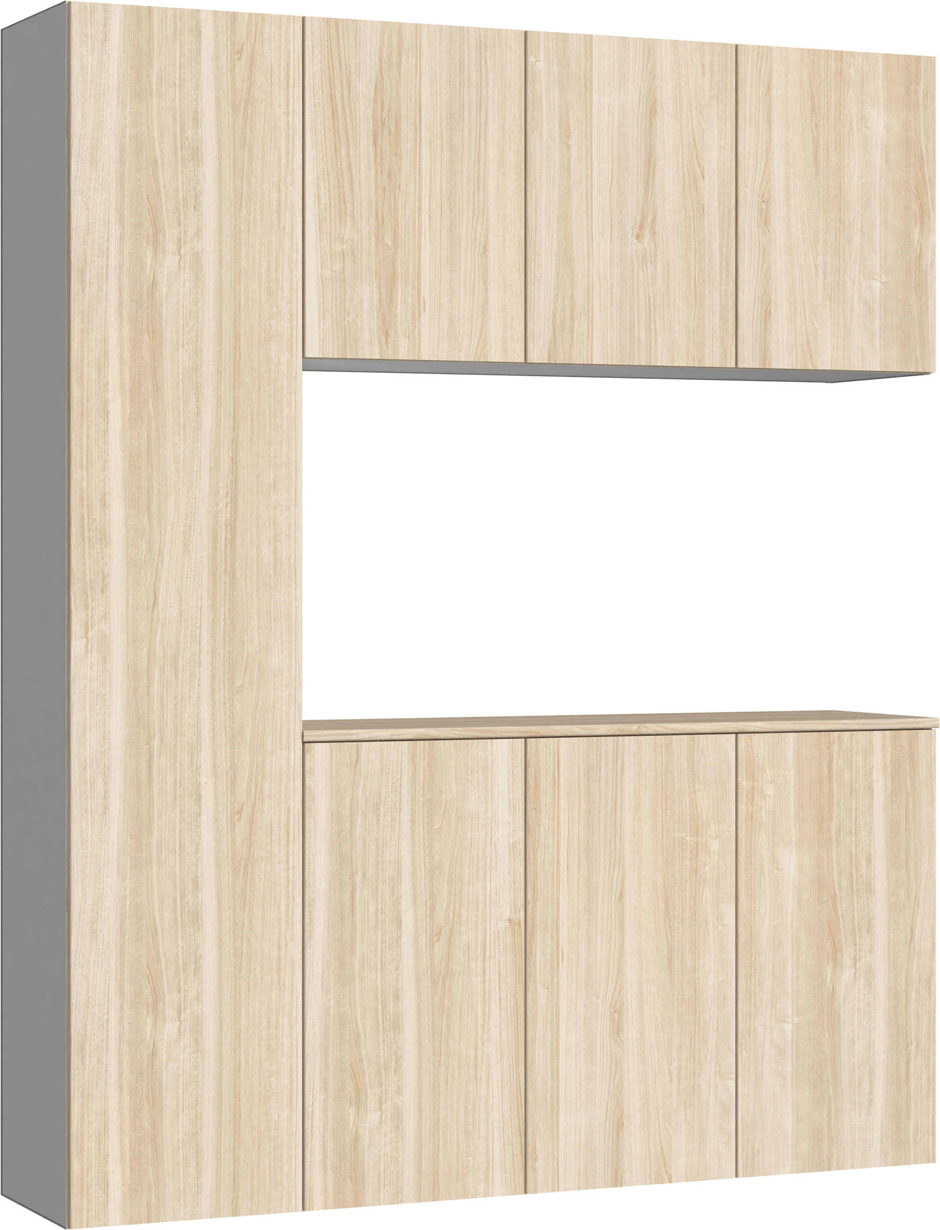 玄関収納　イエリア　開き戸ユニット　フラット　Ｓ８０　コの字ＰＬＡＮ　シューズ収納　パネル扉　１６００幅　〈コットンベージュ柄〉　ハンドルレス