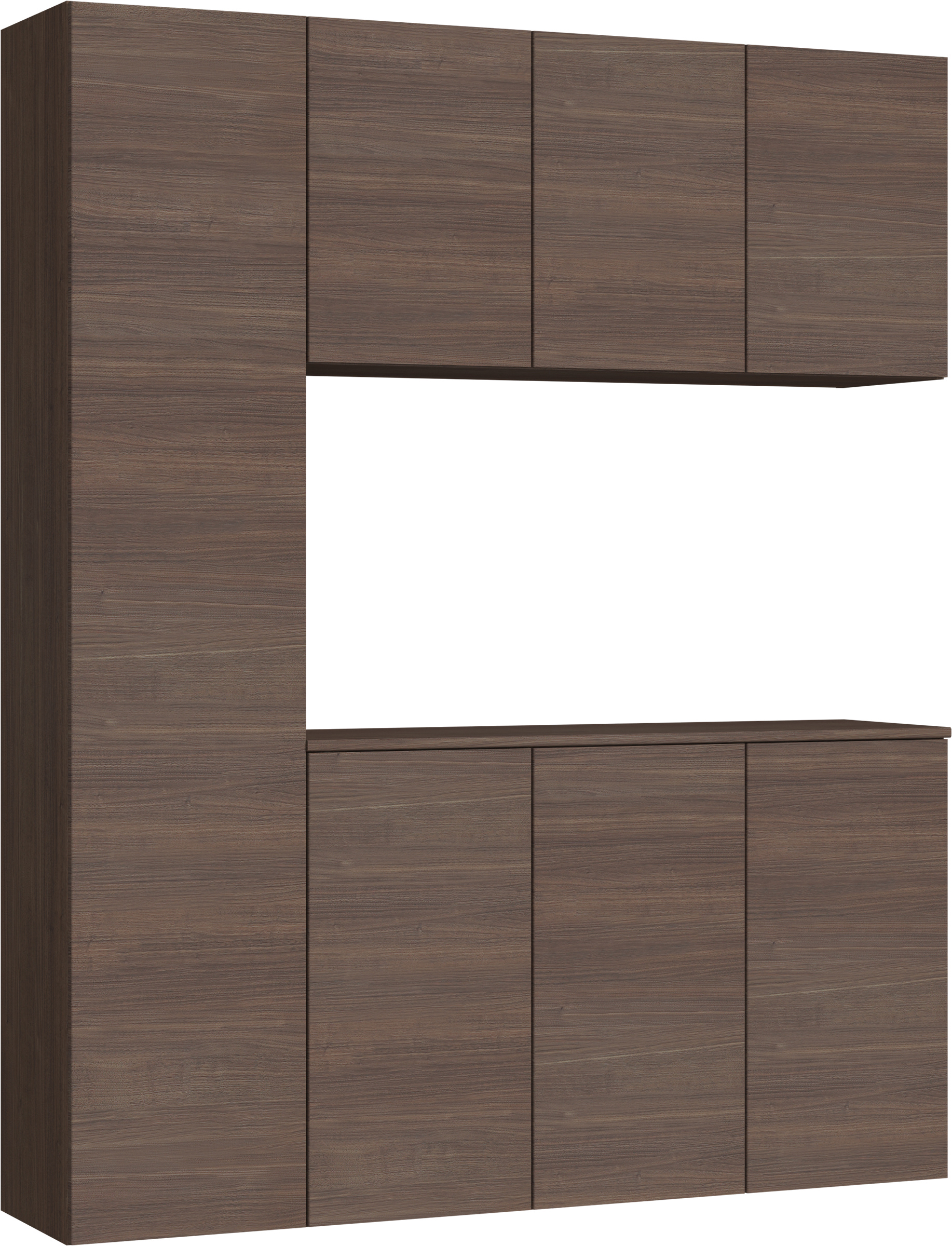 玄関収納　イエリア　開き戸ユニット　フラット横木目　Ｓ８０　コの字ＰＬＡＮ　シューズ収納　ウッド扉　１６００幅　〈ダルブラウン柄〉　ハンドルレス