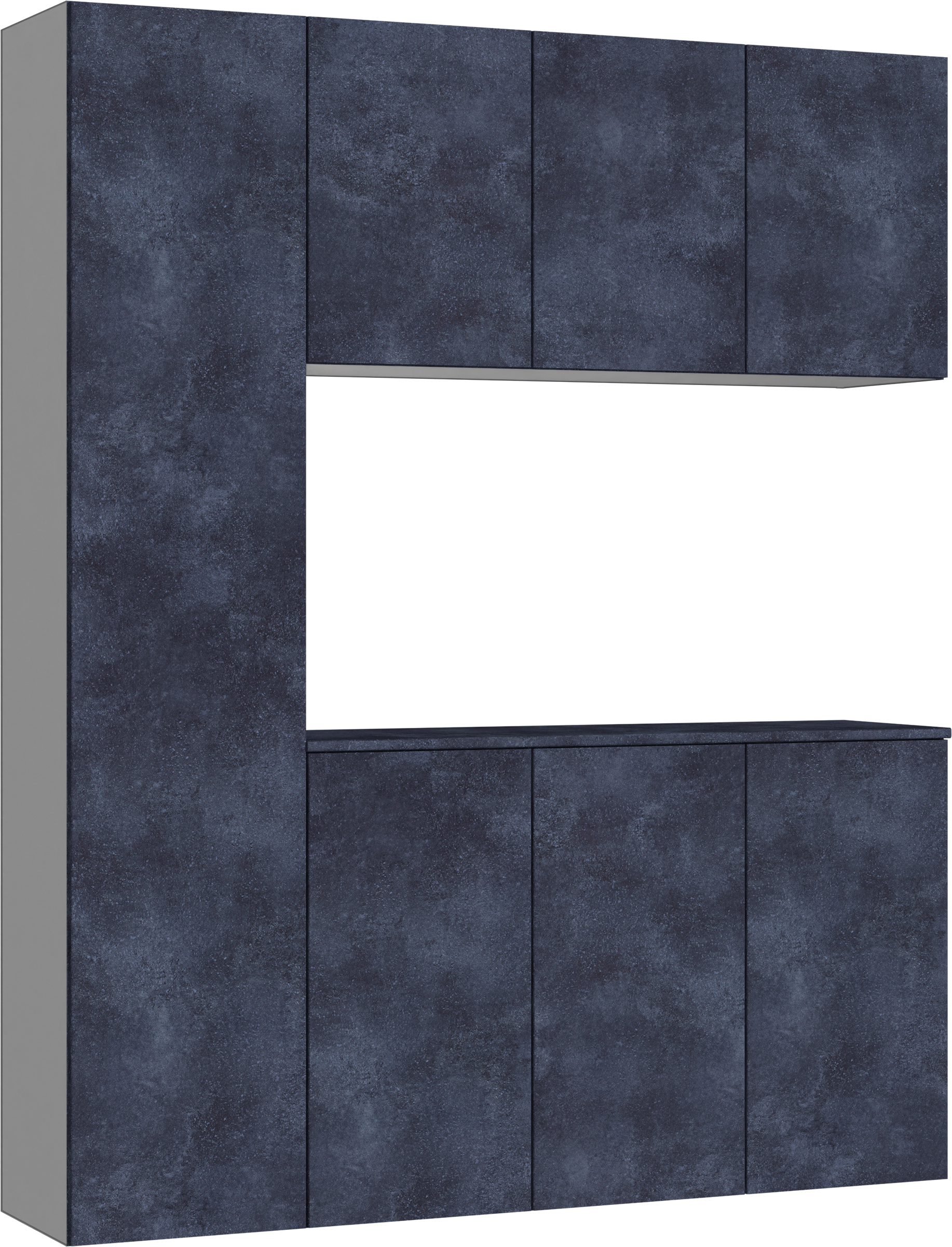 玄関収納　イエリア　開き戸ユニット　フラット　Ｓ８０　コの字ＰＬＡＮ　シューズ収納　パネル扉　１６００幅　〈コバルトブルー柄〉　ハンドルレス