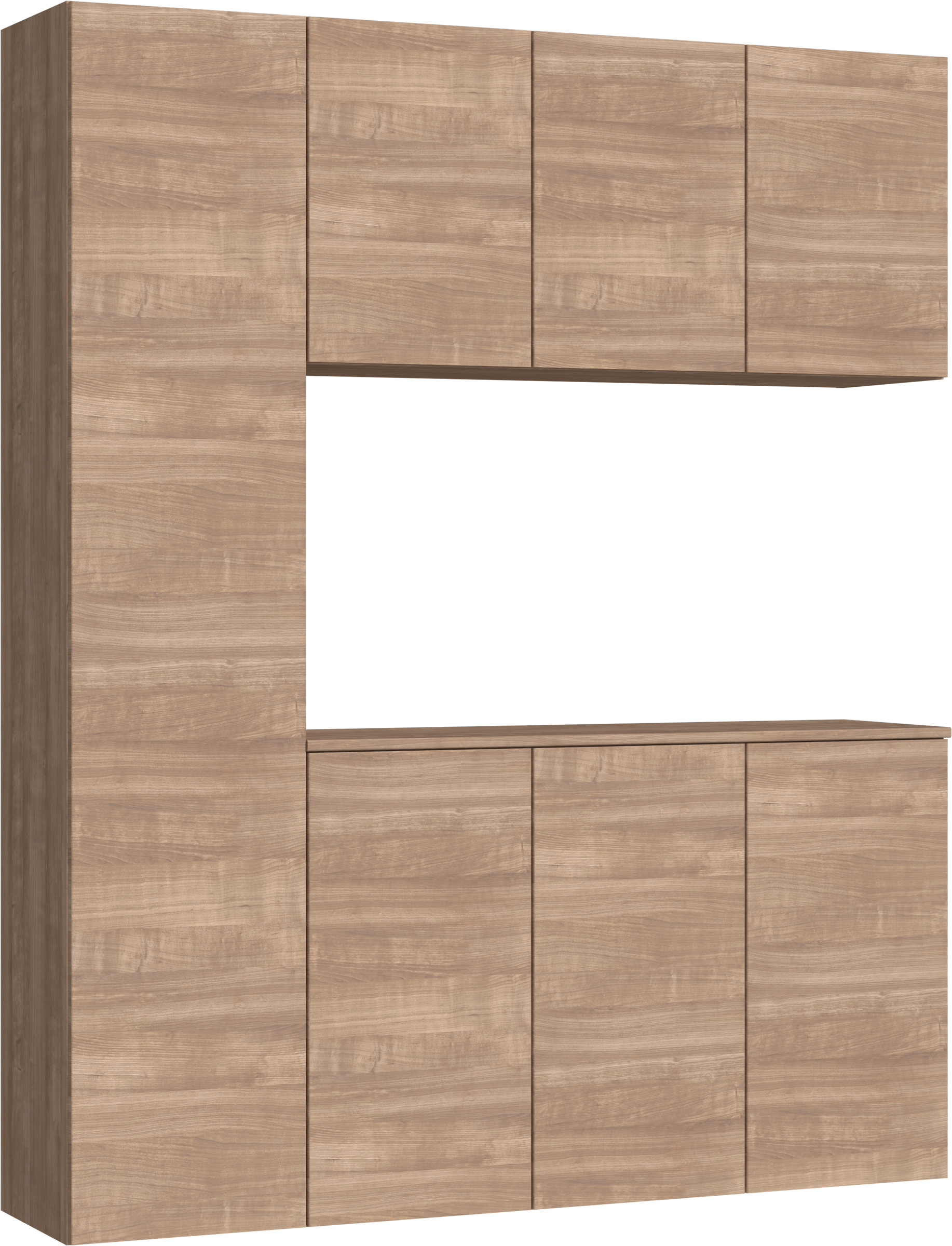 玄関収納　イエリア　開き戸ユニット　フラット横木目　Ｓ８０　コの字ＰＬＡＮ　シューズ収納　ウッド扉　１６００幅　〈トープグレー柄〉　ハンドルレス