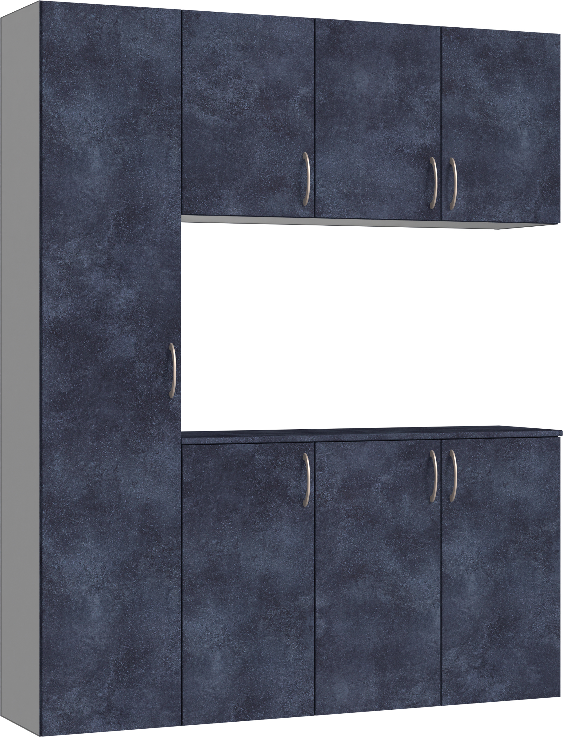 玄関収納　イエリア　開き戸ユニット　フラット　Ｓ８０　コの字ＰＬＡＮ　シューズ収納　パネル扉　１６００幅　〈コバルトブルー柄〉　ハンドルラウンド型〈Ｔシルバー色〉