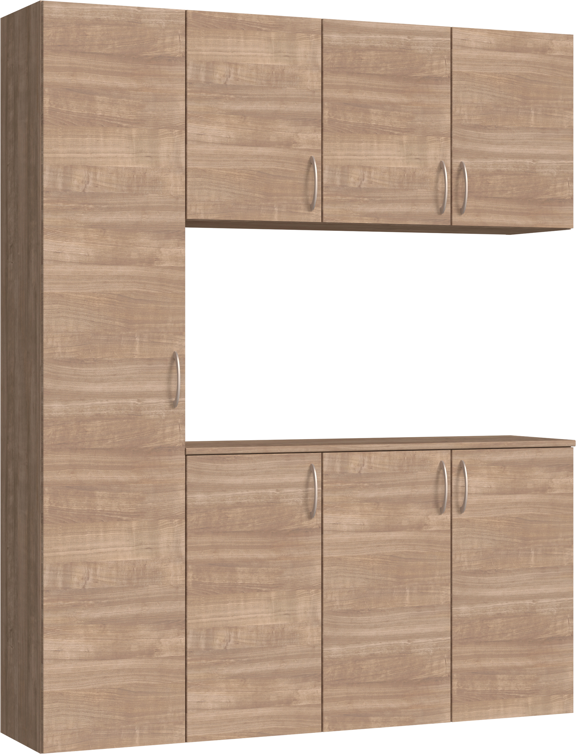 玄関収納　イエリア　開き戸ユニット　フラット横木目　Ｓ８０　コの字ＰＬＡＮ　シューズ収納　ウッド扉　１６００幅　〈トープグレー柄〉　ハンドルラウンド型〈Ｔシルバー色〉