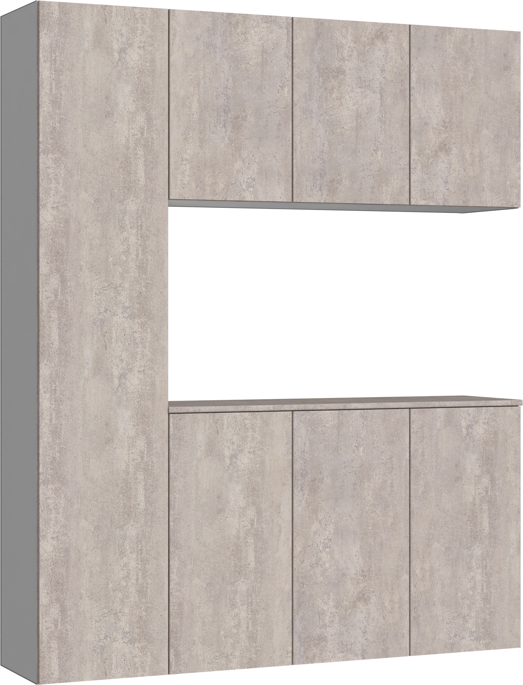 玄関収納　イエリア　開き戸ユニット　フラット　Ｓ８０　コの字ＰＬＡＮ　シューズ収納　パネル扉　１６００幅　〈コンクリートグレー柄〉　ハンドルレス