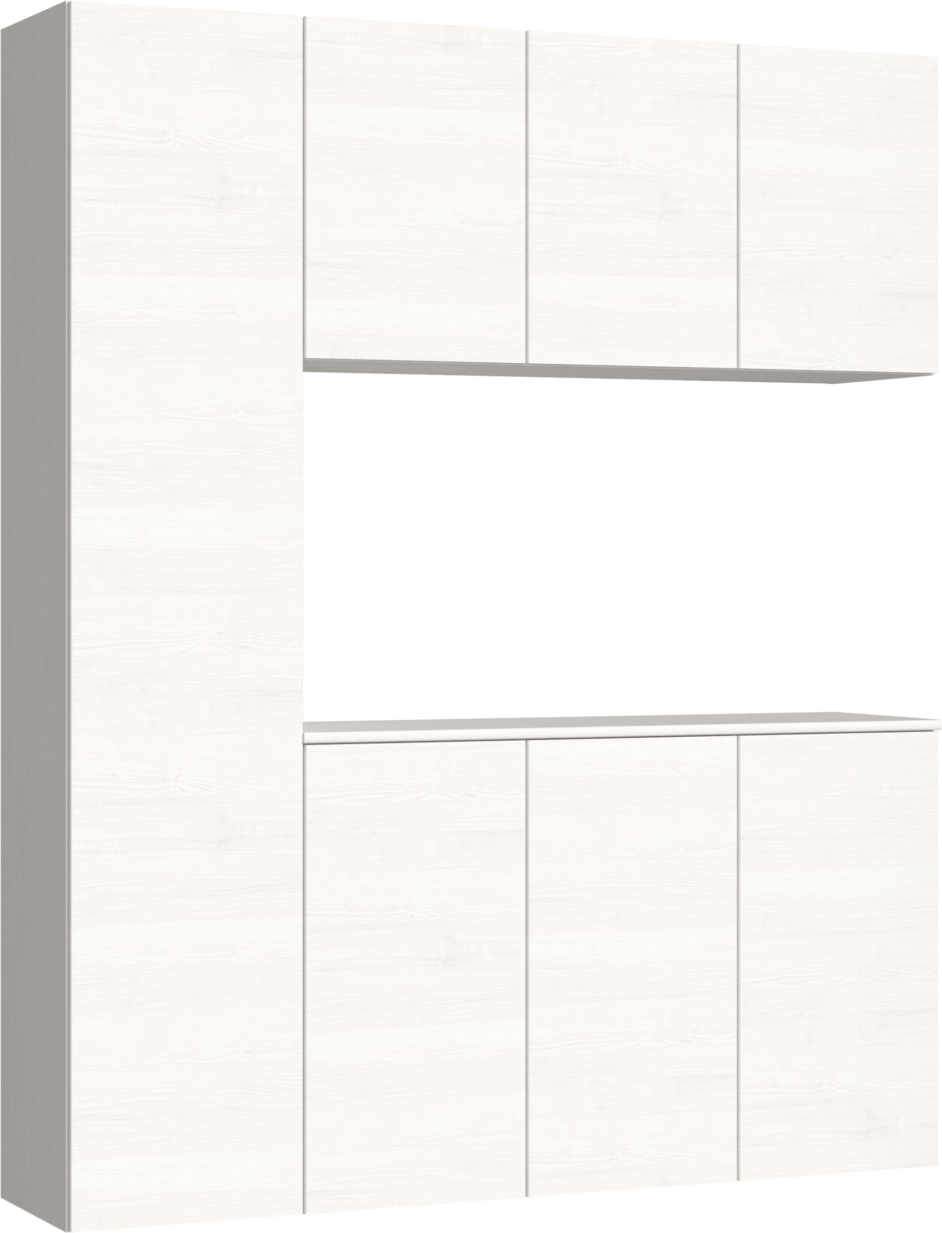 玄関収納　イエリア　開き戸ユニット　フラット横木目　Ｓ８０　コの字ＰＬＡＮ　シューズ収納　ウッド扉　１６００幅　〈ネオホワイト柄〉　ハンドルレス