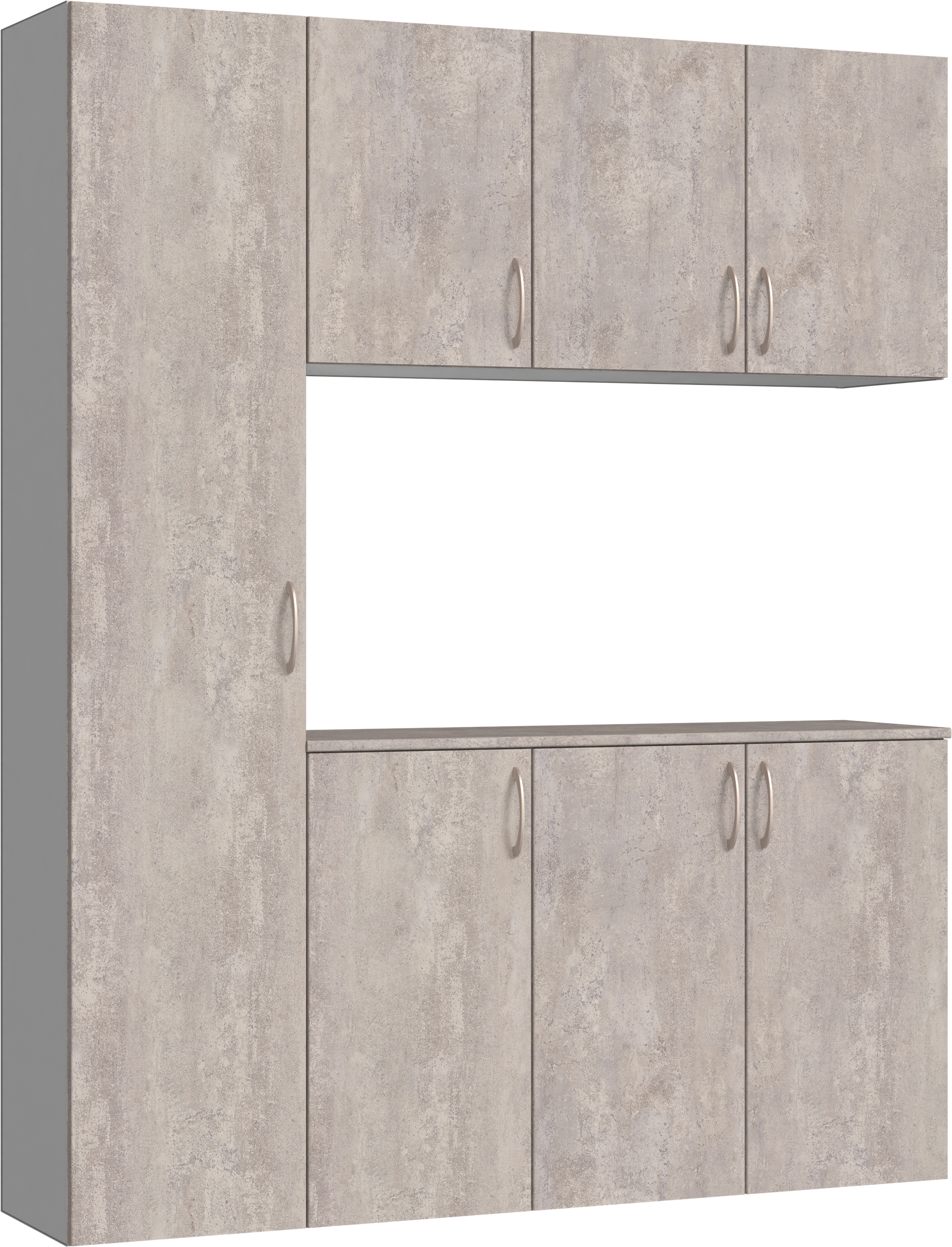 玄関収納　イエリア　開き戸ユニット　フラット　Ｓ８０　コの字ＰＬＡＮ　シューズ収納　パネル扉　１６００幅　〈コンクリートグレー柄〉　ハンドルラウンド型〈Ｔシルバー色〉