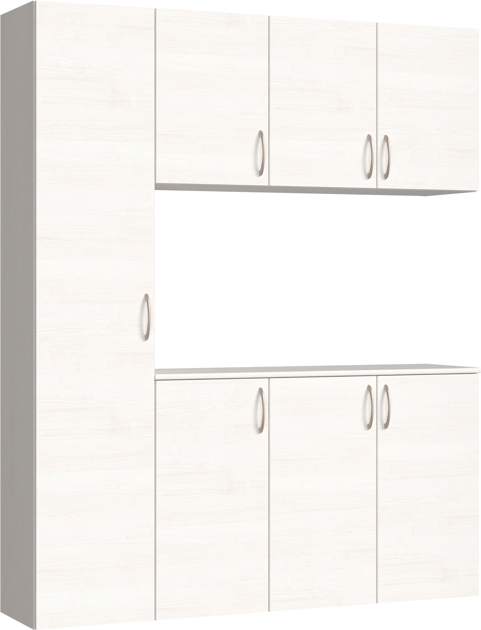 玄関収納　イエリア　開き戸ユニット　フラット横木目　Ｓ８０　コの字ＰＬＡＮ　シューズ収納　ウッド扉　１６００幅　〈ネオホワイト柄〉　ハンドルラウンド型〈Ｔシルバー色〉