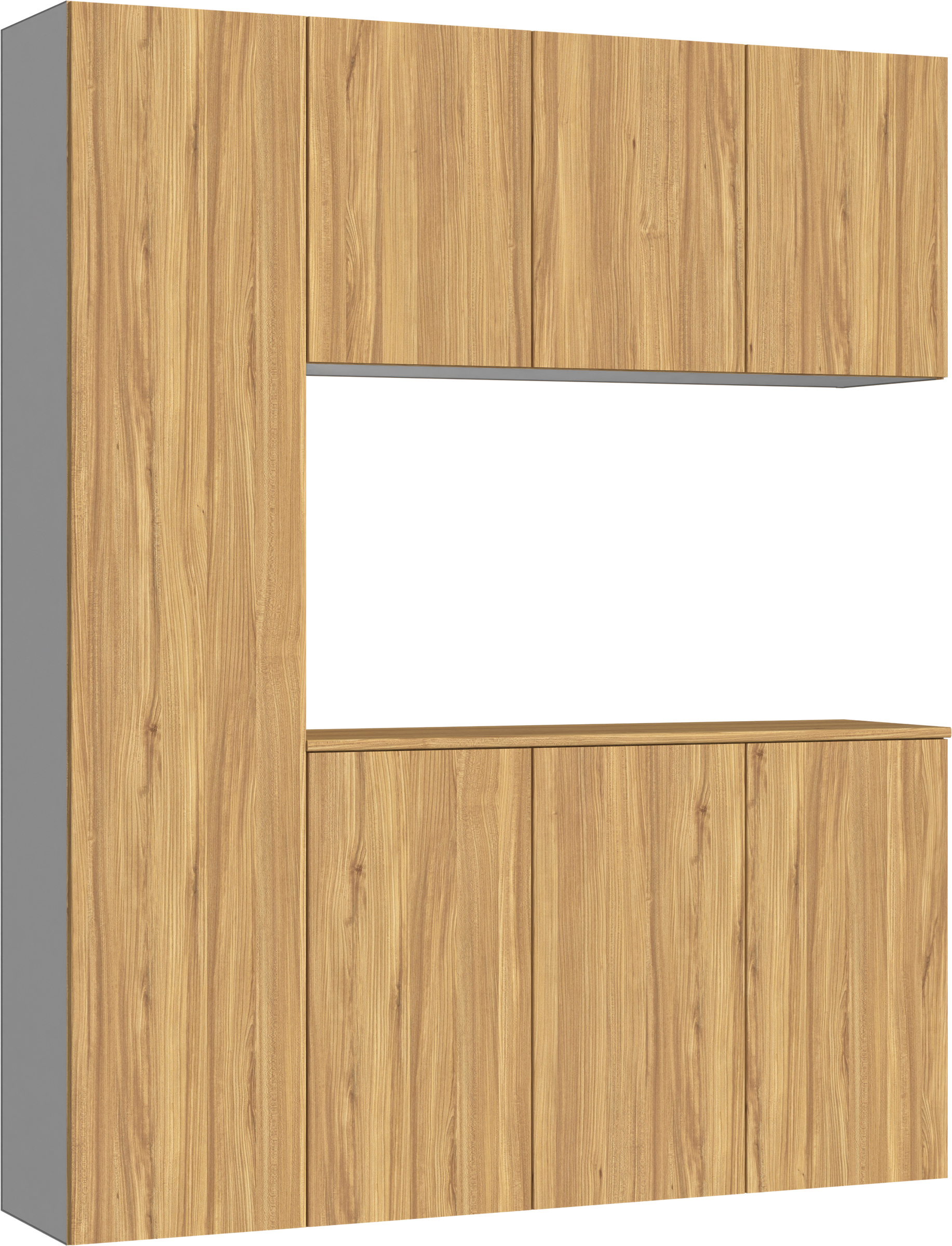 玄関収納　イエリア　開き戸ユニット　フラット　Ｓ８０　コの字ＰＬＡＮ　シューズ収納　パネル扉　１６００幅　〈シナモンブラウン柄〉　ハンドルレス