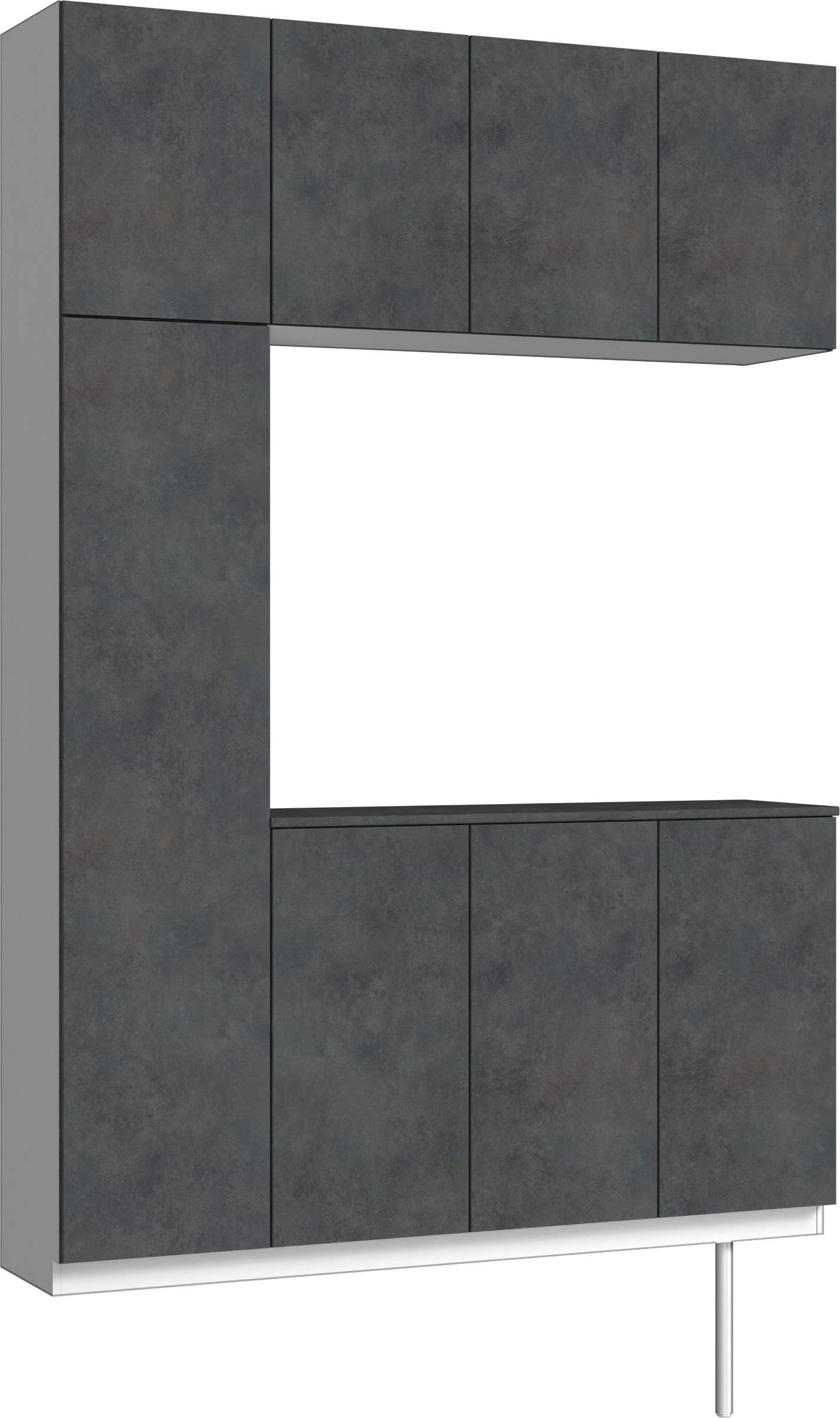 玄関収納　イエリア　開き戸ユニット　フラット　Ｓ１６　コの字ＰＬＡＮ　シューズ収納　パネル扉　１６００幅　　〈アイアンブラック柄〉　ハンドルレス