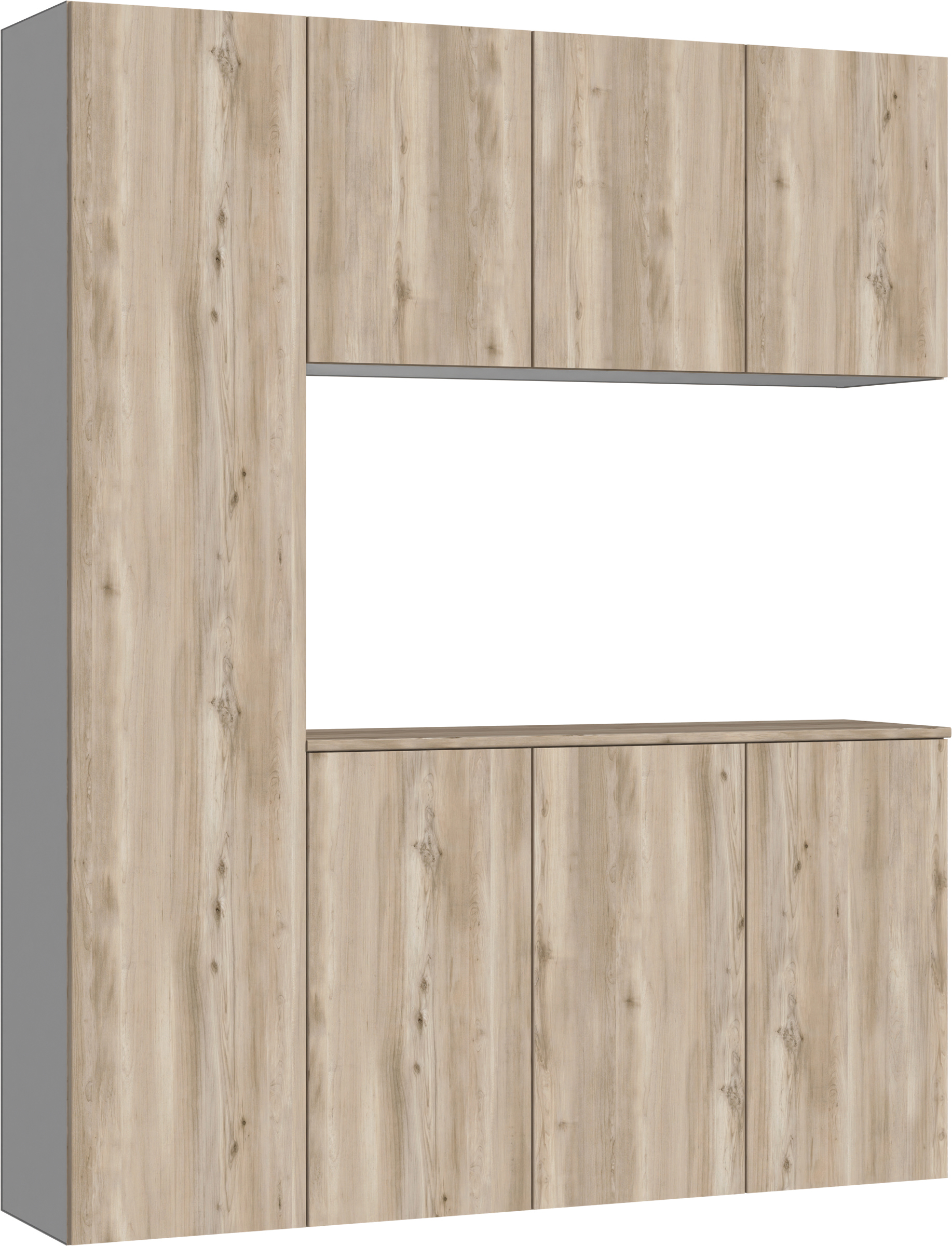 玄関収納　イエリア　開き戸ユニット　フラット　Ｓ８０　コの字ＰＬＡＮ　シューズ収納　パネル扉　１６００幅　〈スモークグレー柄〉　ハンドルレス