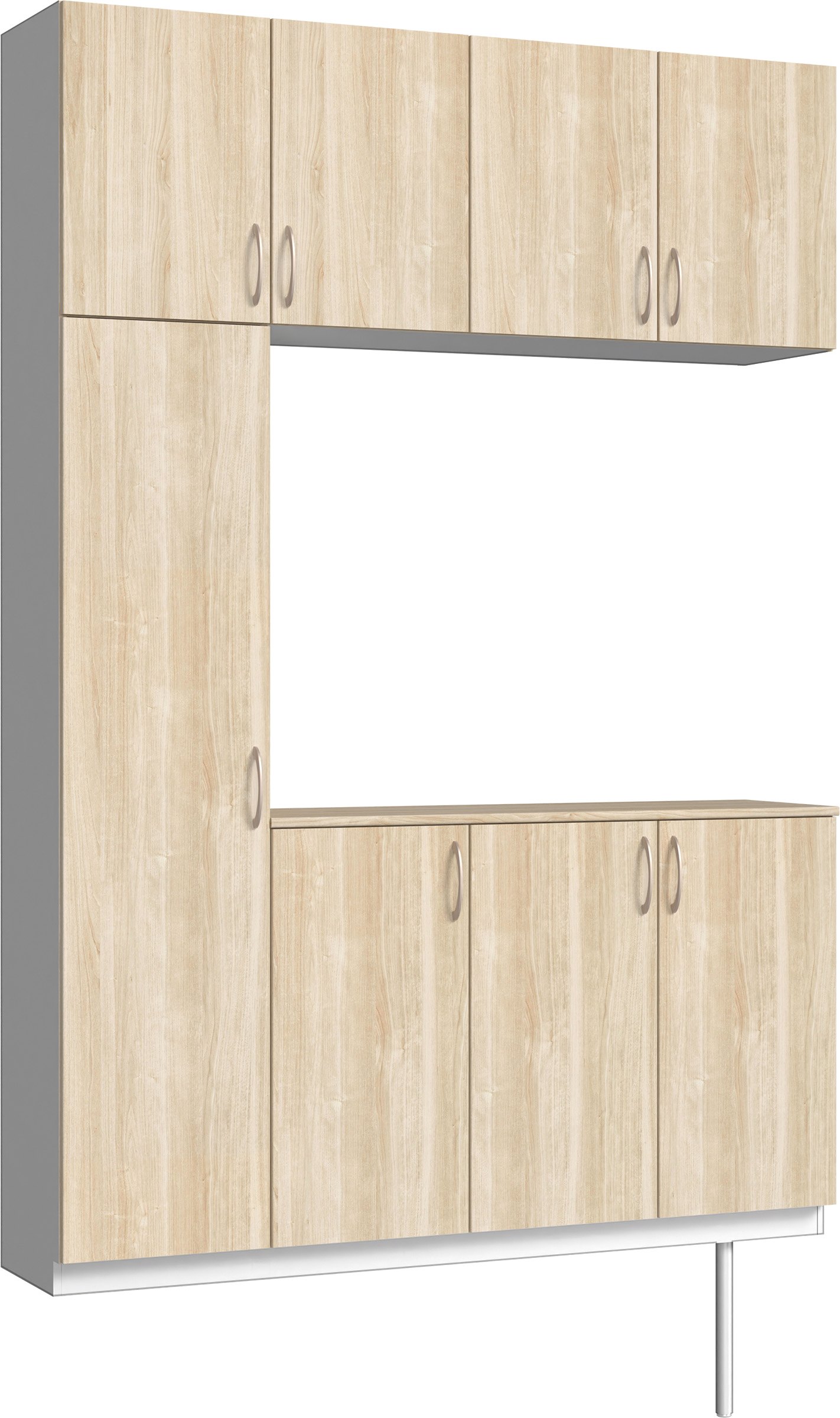 玄関収納　イエリア　開き戸ユニット　フラット　Ｓ１６　コの字ＰＬＡＮ　シューズ収納　パネル扉　１６００幅　　〈コットンベージュ柄〉　ハンドルラウンド型〈Ｔシルバー色〉