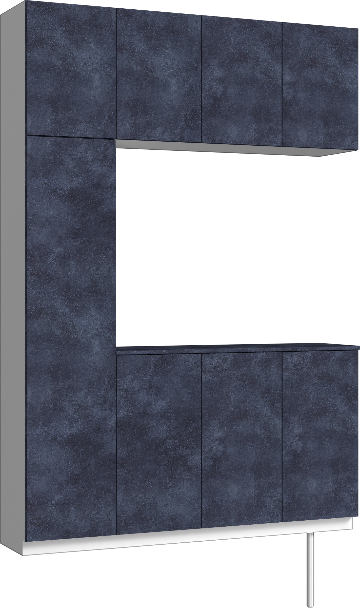 玄関収納　イエリア　開き戸ユニット　フラット　Ｓ１６　コの字ＰＬＡＮ　シューズ収納　パネル扉　１６００幅　　〈コバルトブルー柄〉　ハンドルレス