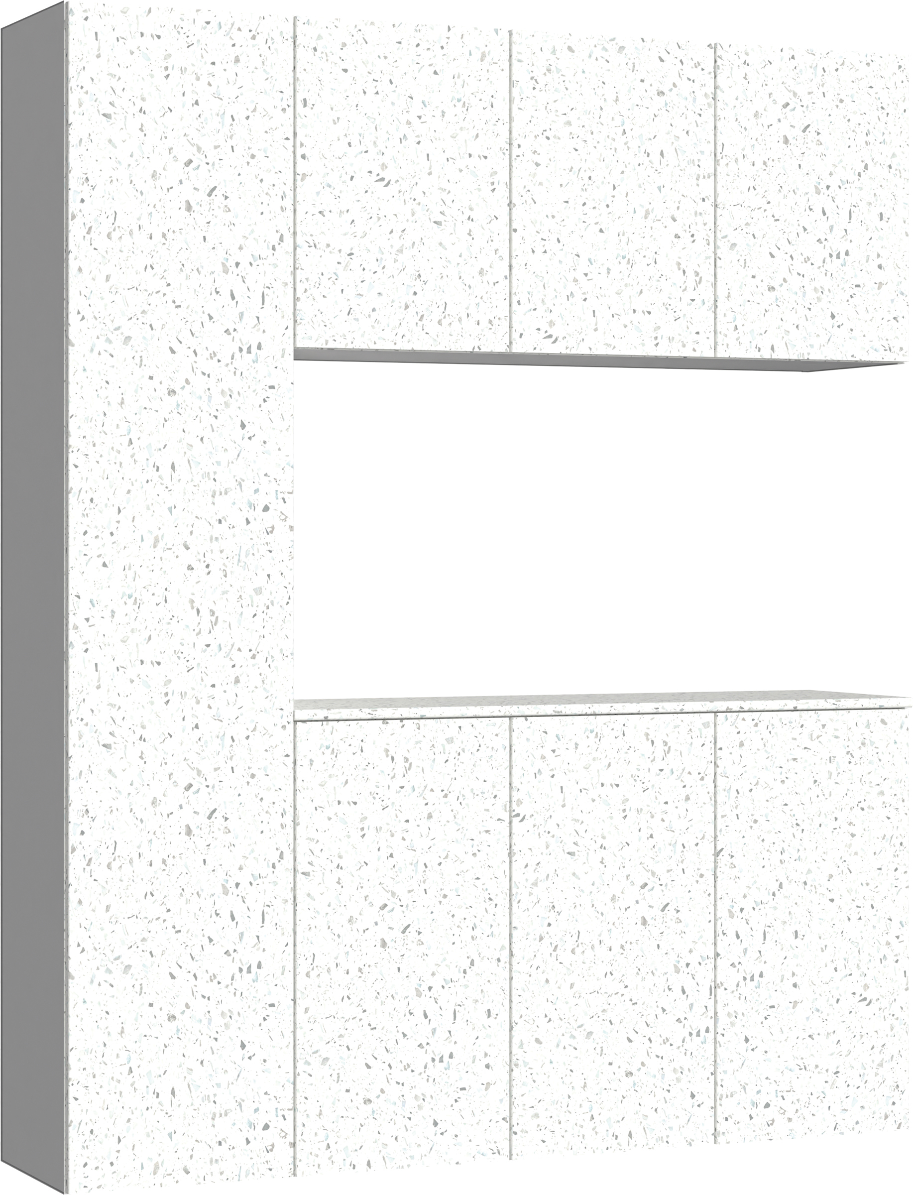 玄関収納　イエリア　開き戸ユニット　フラット　Ｓ８０　コの字ＰＬＡＮ　シューズ収納　パネル扉　１６００幅　〈テラゾホワイト柄〉　ハンドルレス