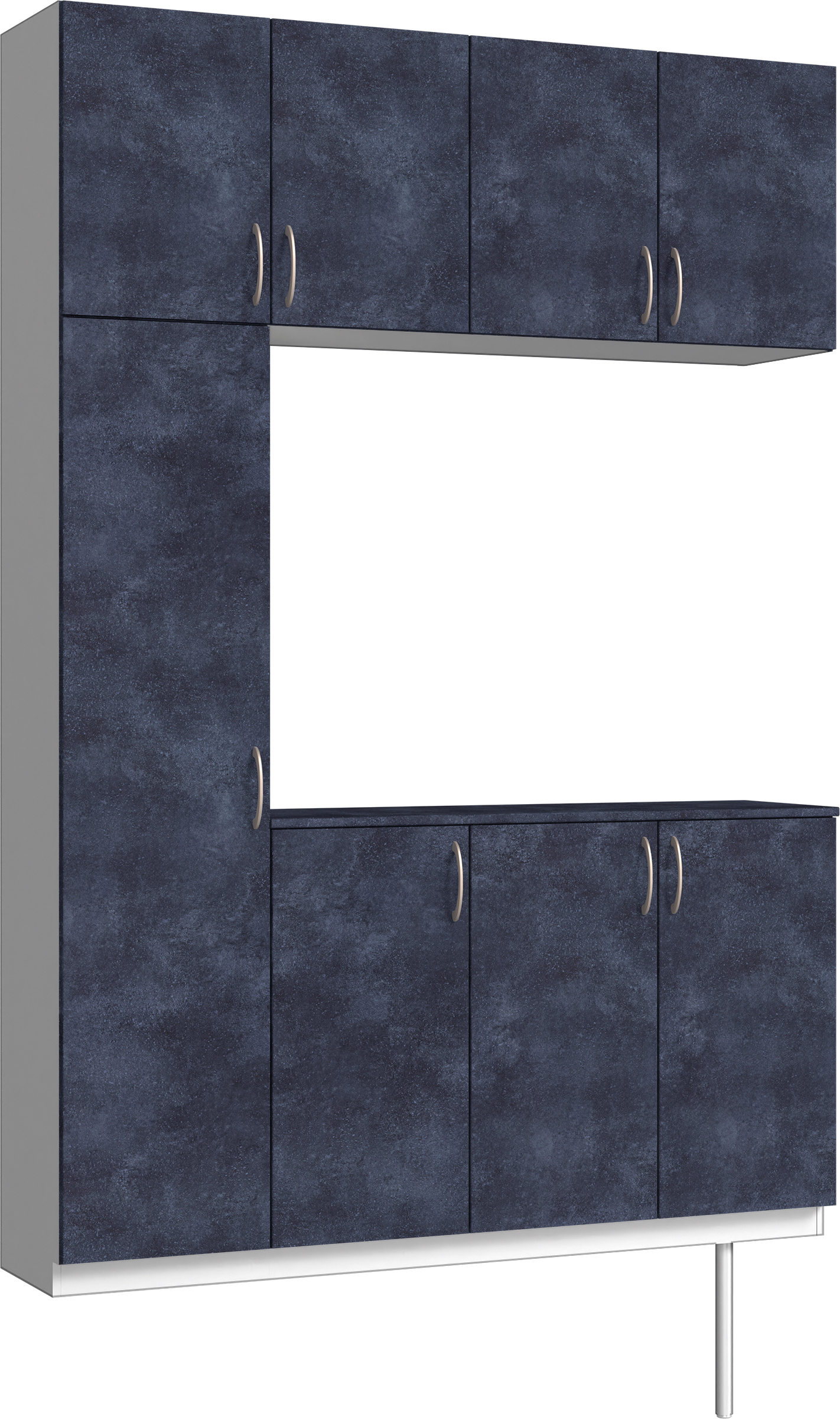 玄関収納　イエリア　開き戸ユニット　フラット　Ｓ１６　コの字ＰＬＡＮ　シューズ収納　パネル扉　１６００幅　　〈コバルトブルー柄〉　ハンドルラウンド型〈Ｔシルバー色〉