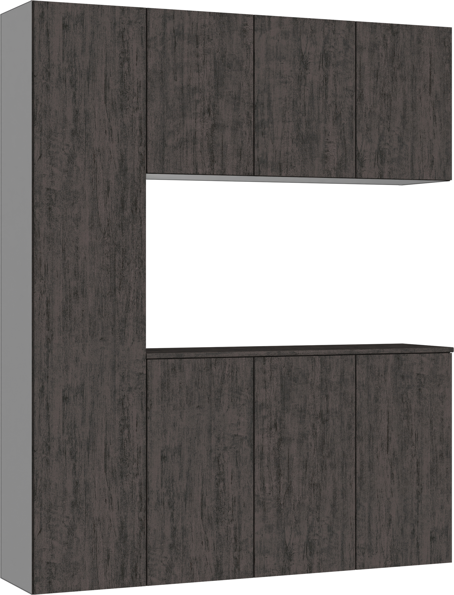 玄関収納　イエリア　開き戸ユニット　フラット　Ｓ８０　コの字ＰＬＡＮ　シューズ収納　パネル扉　１６００幅　〈ドライブラック柄〉　ハンドルレス