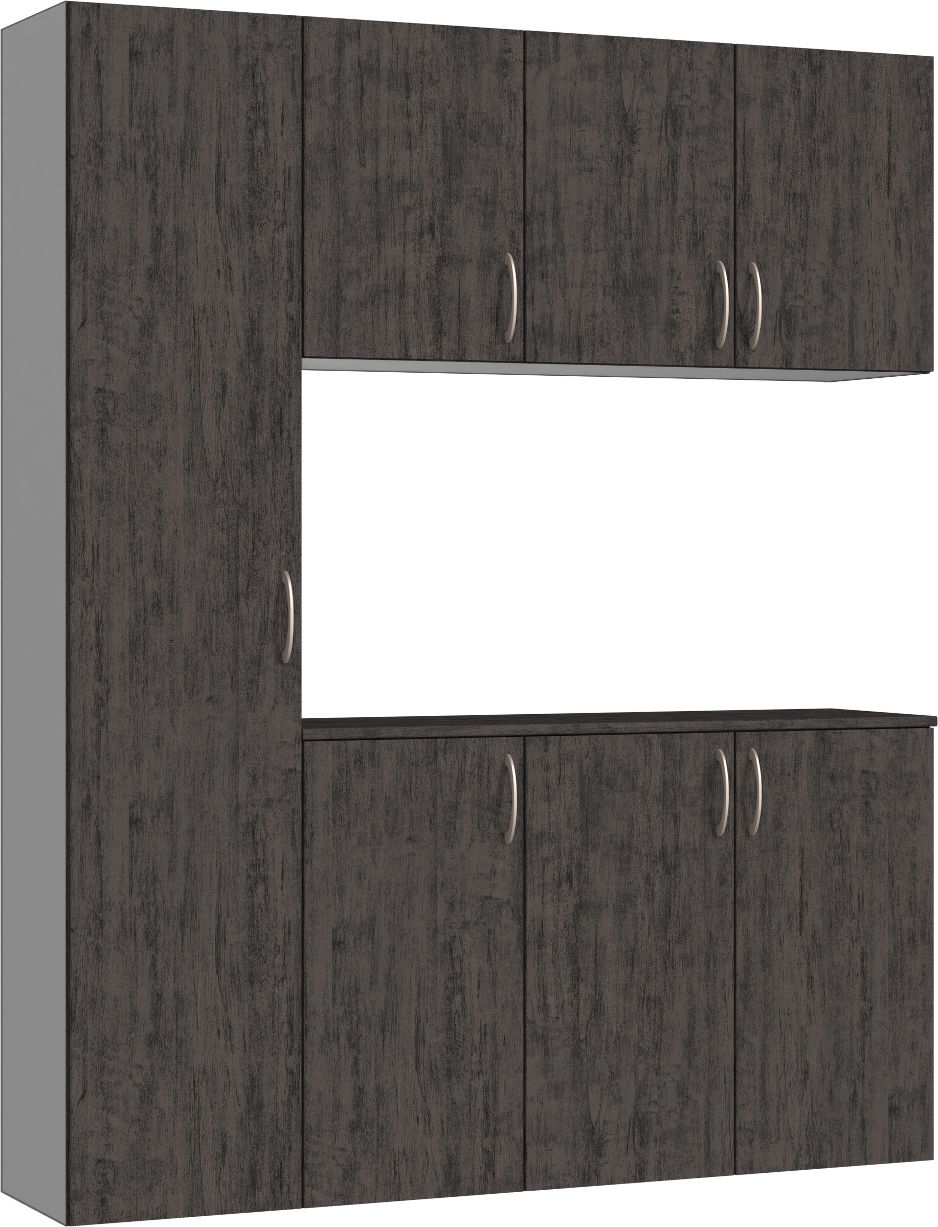 玄関収納　イエリア　開き戸ユニット　フラット　Ｓ８０　コの字ＰＬＡＮ　シューズ収納　パネル扉　１６００幅　〈ドライブラック柄〉　ハンドルラウンド型〈Ｔシルバー色〉