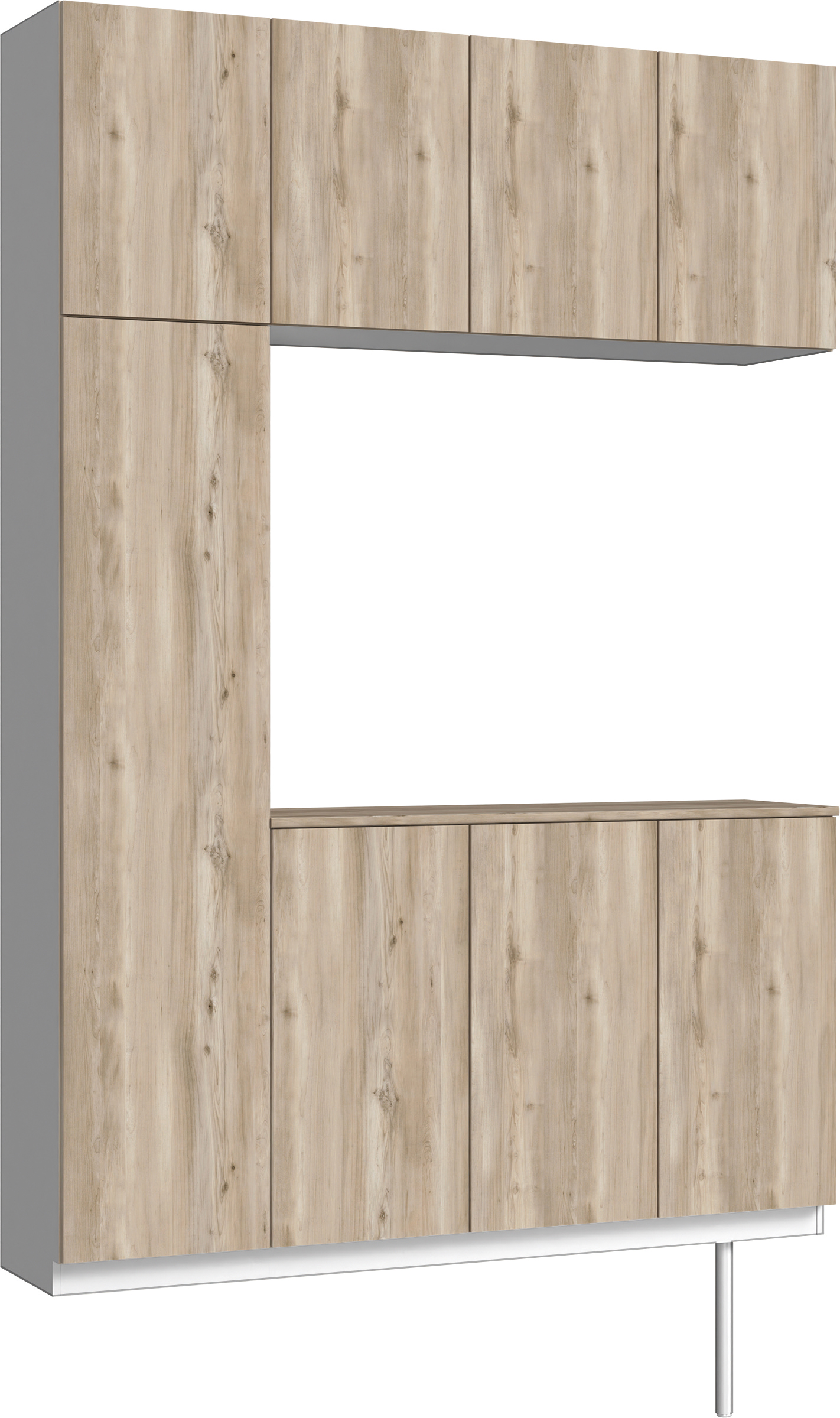 玄関収納　イエリア　開き戸ユニット　フラット　Ｓ１６　コの字ＰＬＡＮ　シューズ収納　パネル扉　１６００幅　　〈スモークグレー柄〉　ハンドルレス