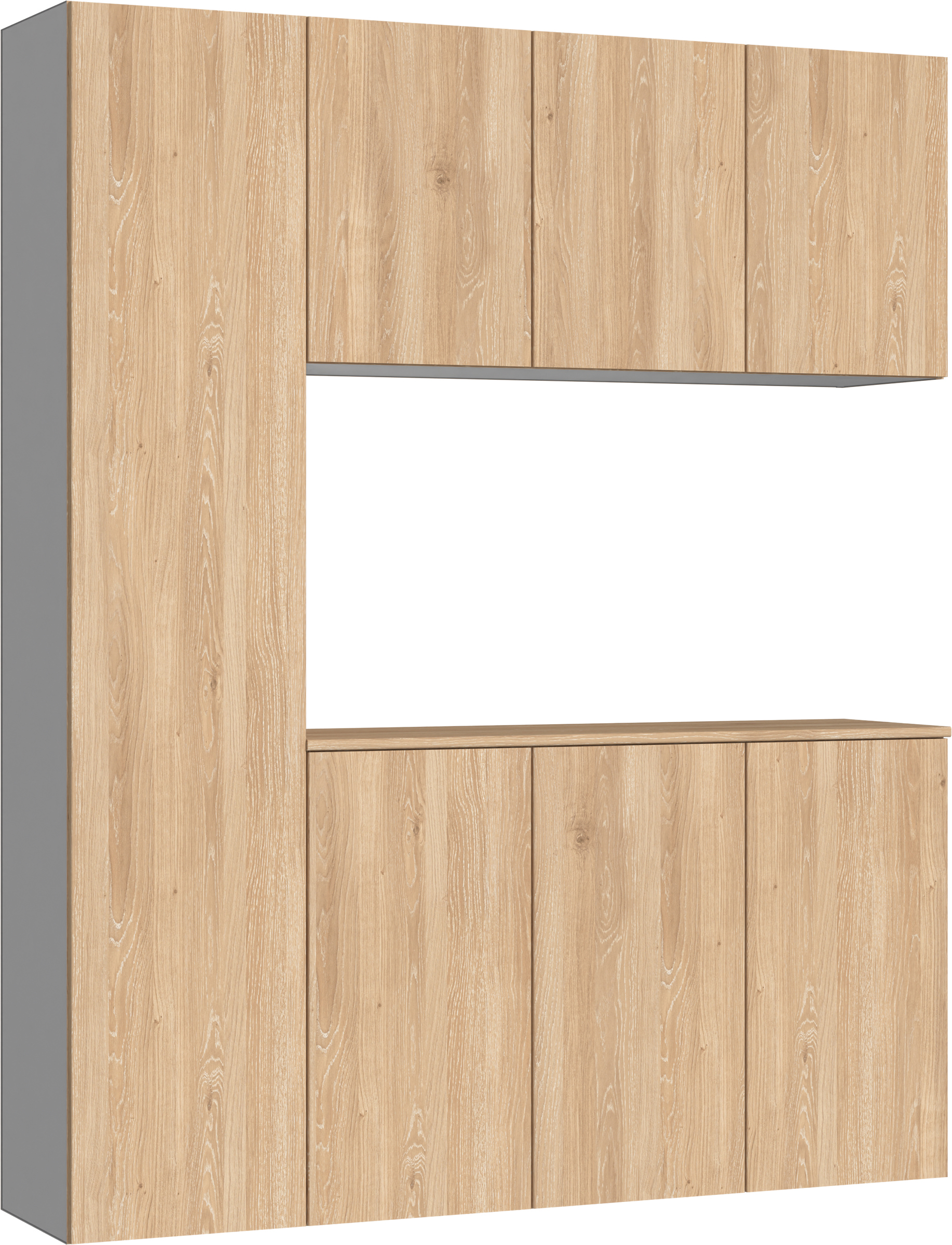 玄関収納　イエリア　開き戸ユニット　フラット　Ｓ８０　コの字ＰＬＡＮ　シューズ収納　パネル扉　１６００幅　〈ミルキーオーカー柄〉　ハンドルレス