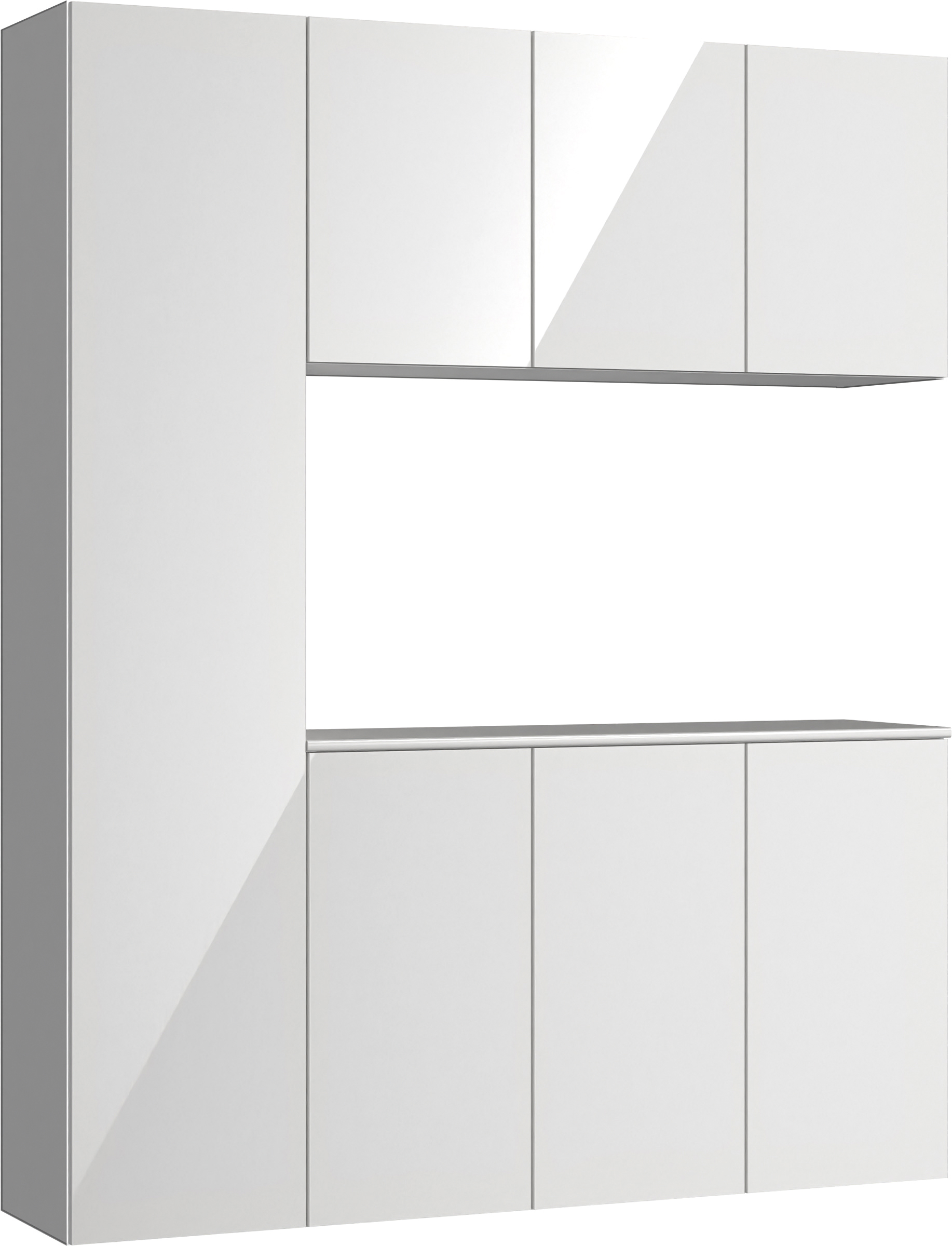 玄関収納　イエリア　開き戸ユニット　フラット　Ｓ８０　コの字ＰＬＡＮ　シューズ収納　パネル扉　１６００幅　〈ルミホワイト柄〉　ハンドルレス