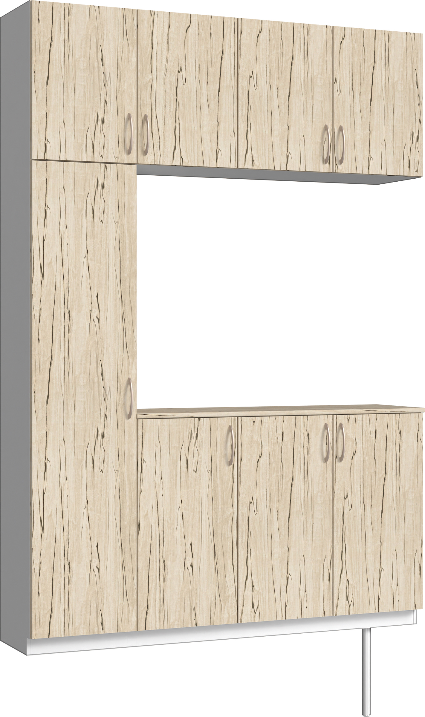 玄関収納　イエリア　開き戸ユニット　フラット　Ｓ１６　コの字ＰＬＡＮ　シューズ収納　パネル扉　１６００幅　　〈スロウベージュ柄〉　ハンドルラウンド型〈Ｔシルバー色〉