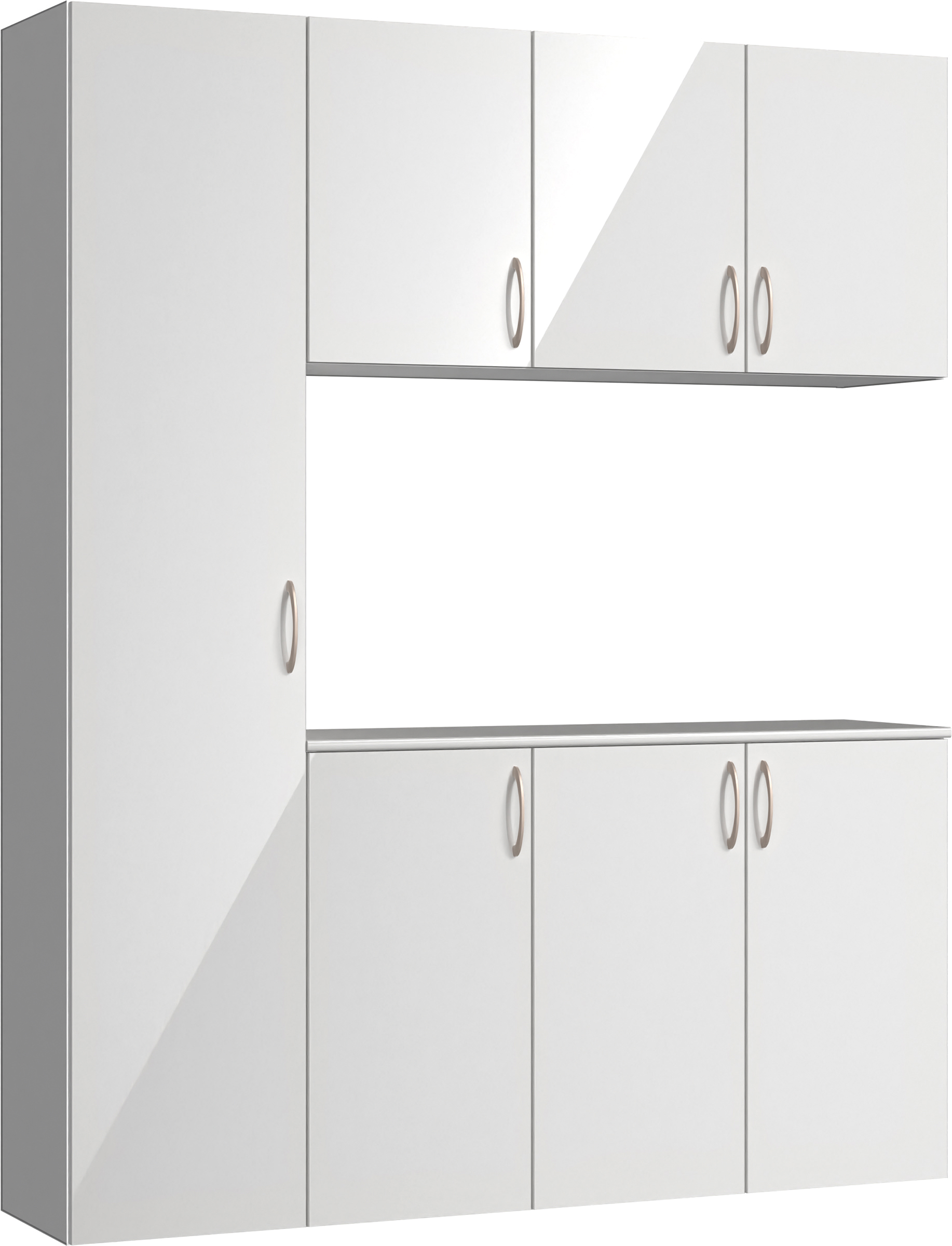 玄関収納　イエリア　開き戸ユニット　フラット　Ｓ８０　コの字ＰＬＡＮ　シューズ収納　パネル扉　１６００幅　〈ルミホワイト柄〉　ハンドルラウンド型〈Ｔシルバー色〉