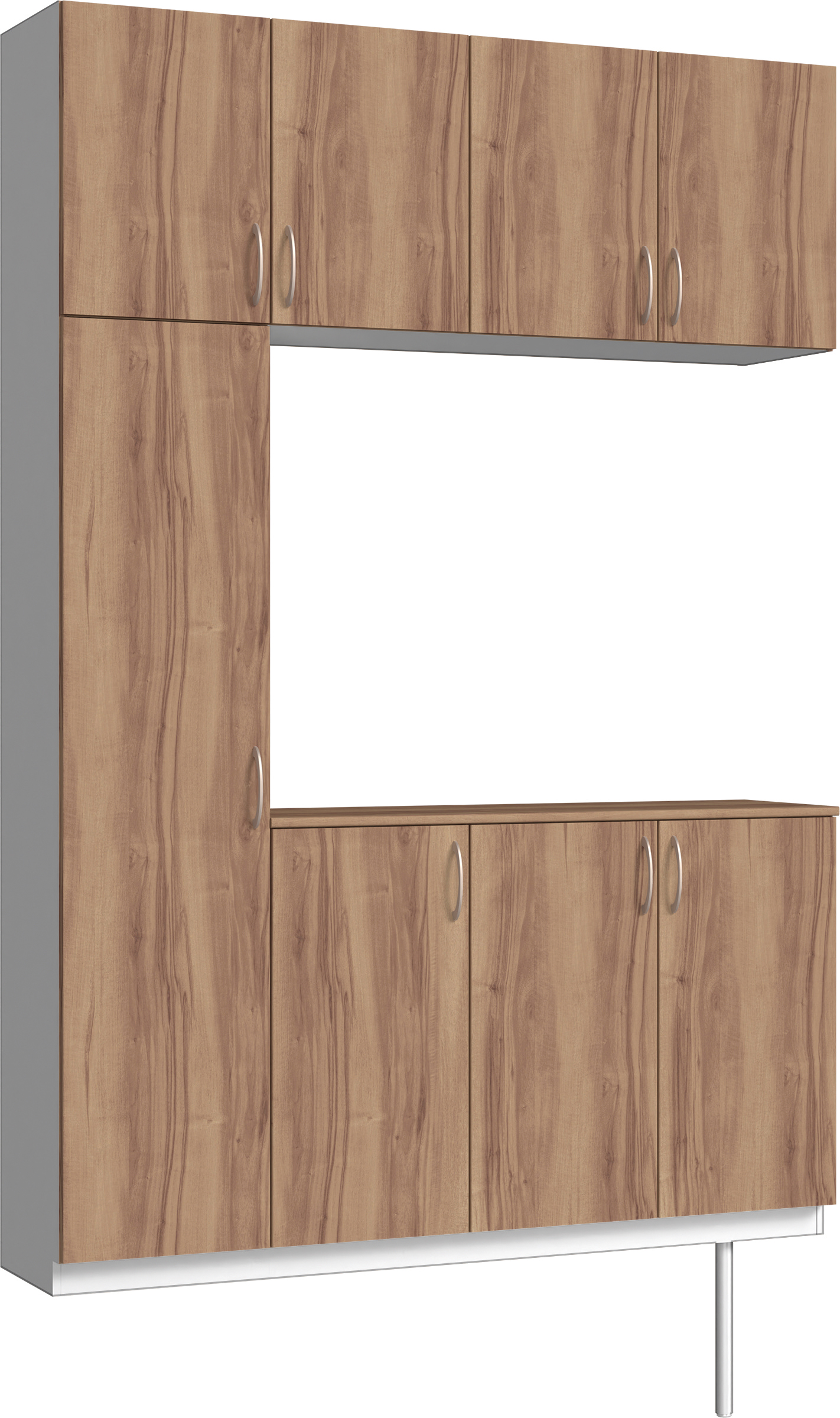 玄関収納　イエリア　開き戸ユニット　フラット　Ｓ１６　コの字ＰＬＡＮ　シューズ収納　パネル扉　１６００幅　　〈バームブラウン柄〉　ハンドルラウンド型〈Ｔシルバー色〉