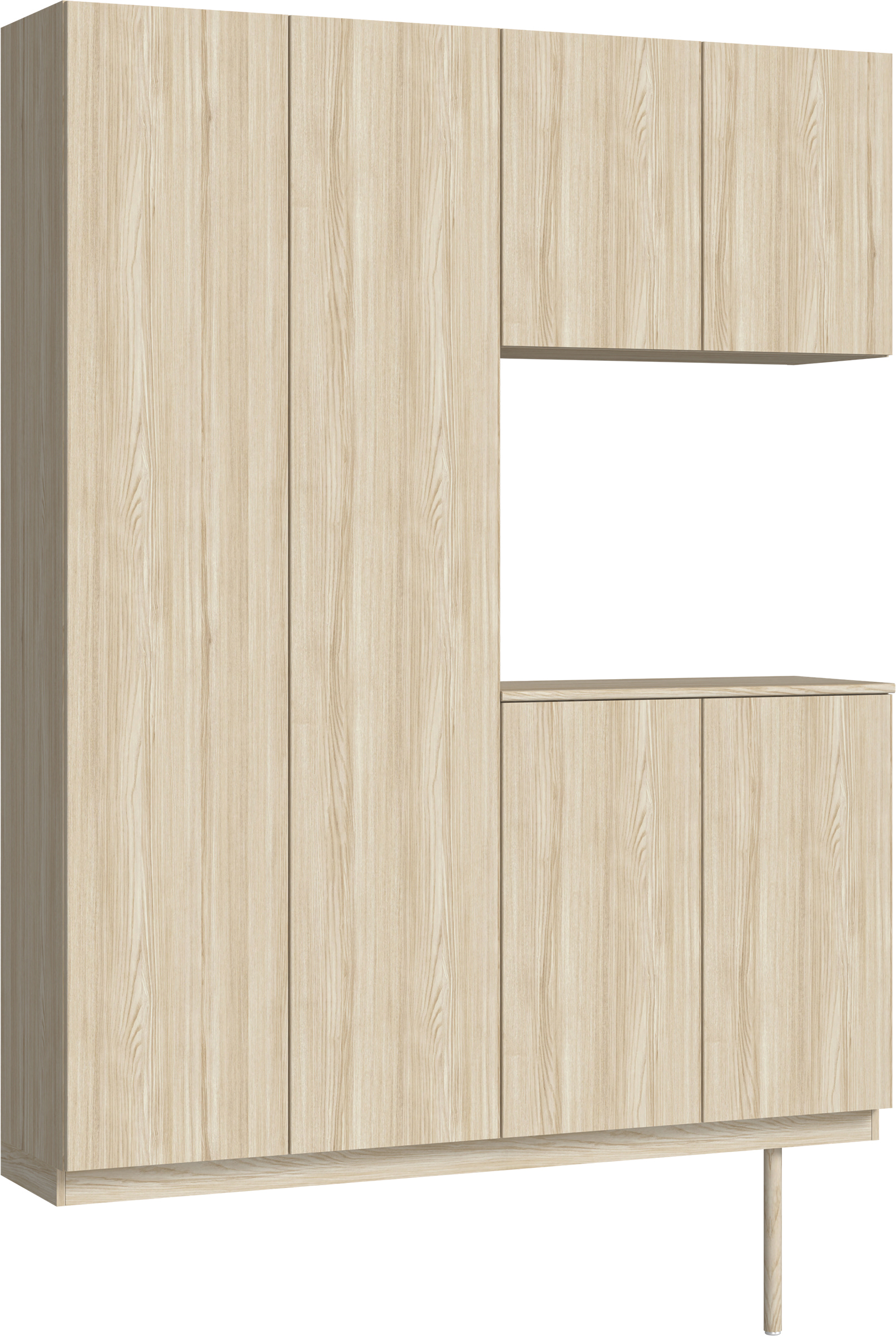 玄関収納　イエリア　開き戸ユニット　フラット縦木目　Ｓ０１　コの字ＰＬＡＮ　シューズ収納　ウッド扉　１６００幅　〈ソフトグレージュ柄〉　ハンドルレス