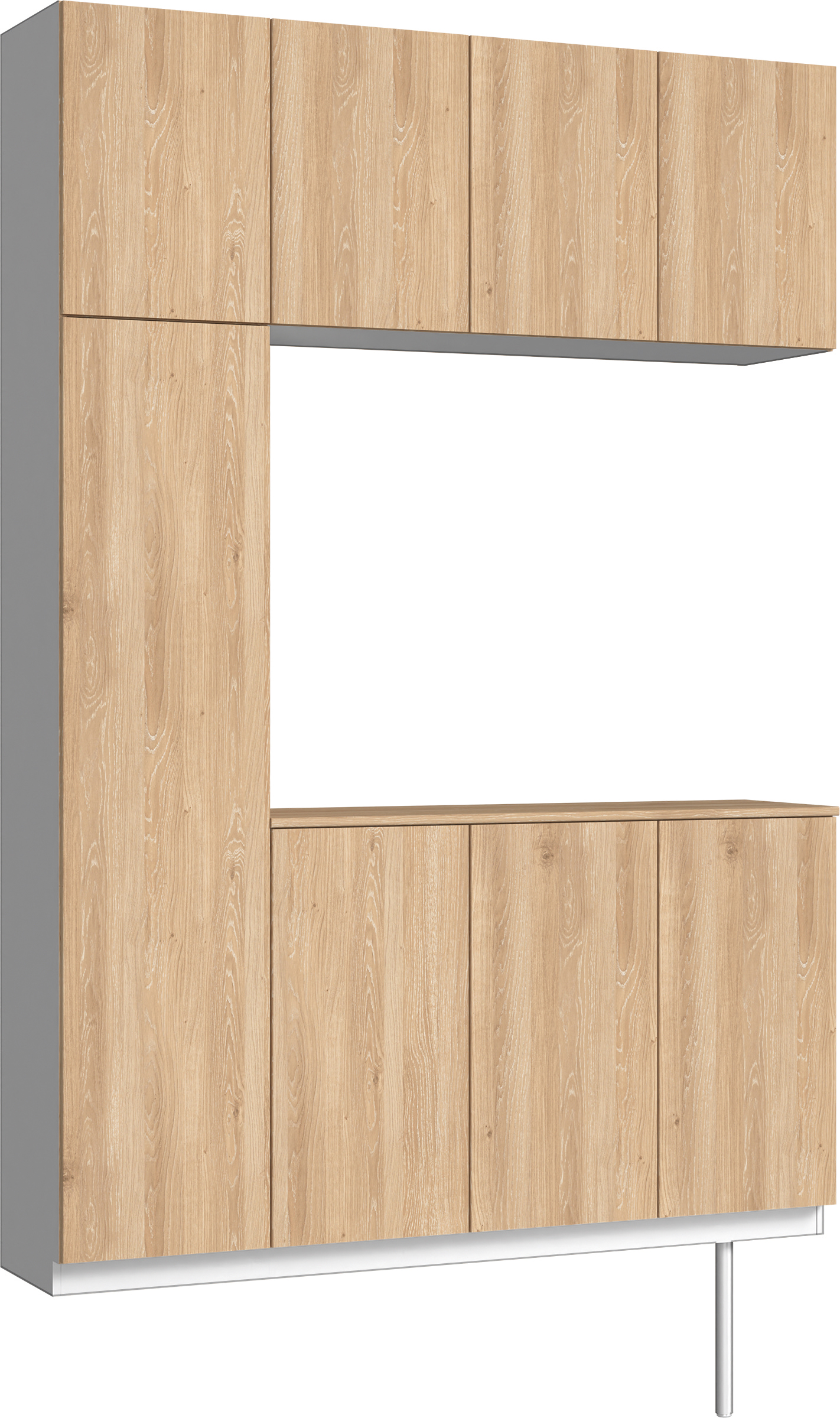 玄関収納　イエリア　開き戸ユニット　フラット　Ｓ１６　コの字ＰＬＡＮ　シューズ収納　パネル扉　１６００幅　　〈ミルキーオーカー柄〉　ハンドルレス