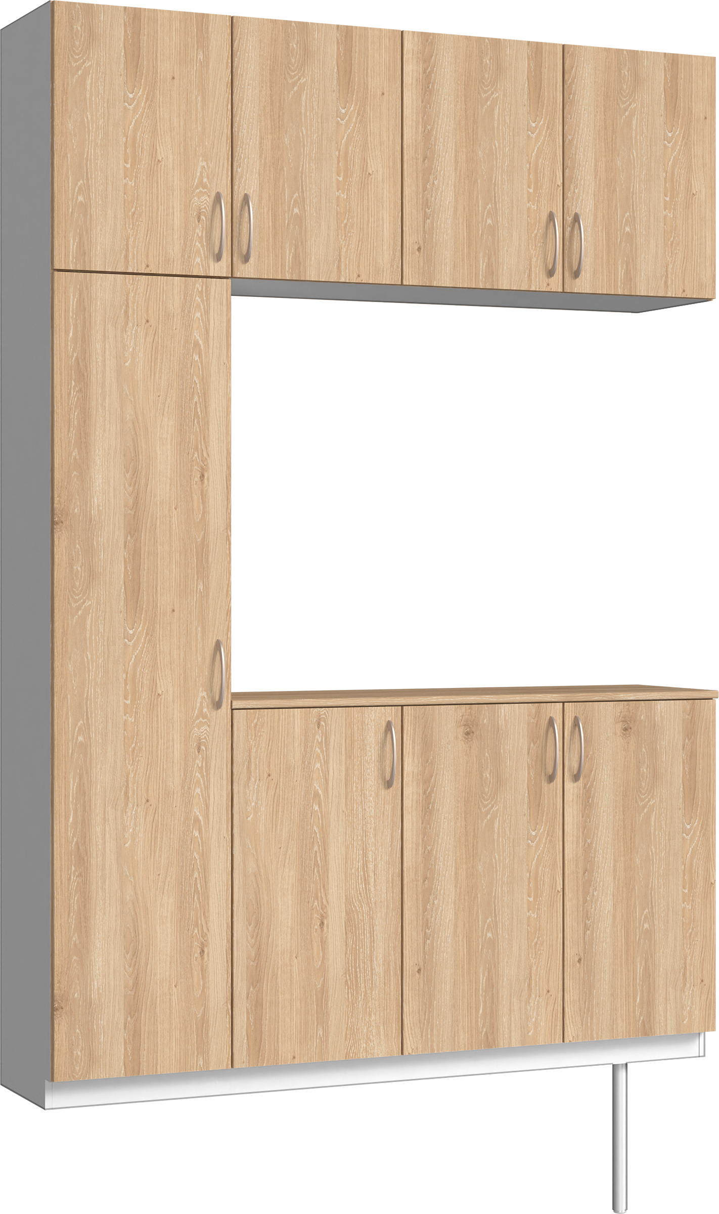 玄関収納　イエリア　開き戸ユニット　フラット　Ｓ１６　コの字ＰＬＡＮ　シューズ収納　パネル扉　１６００幅　　〈ミルキーオーカー柄〉　ハンドルラウンド型〈Ｔシルバー色〉