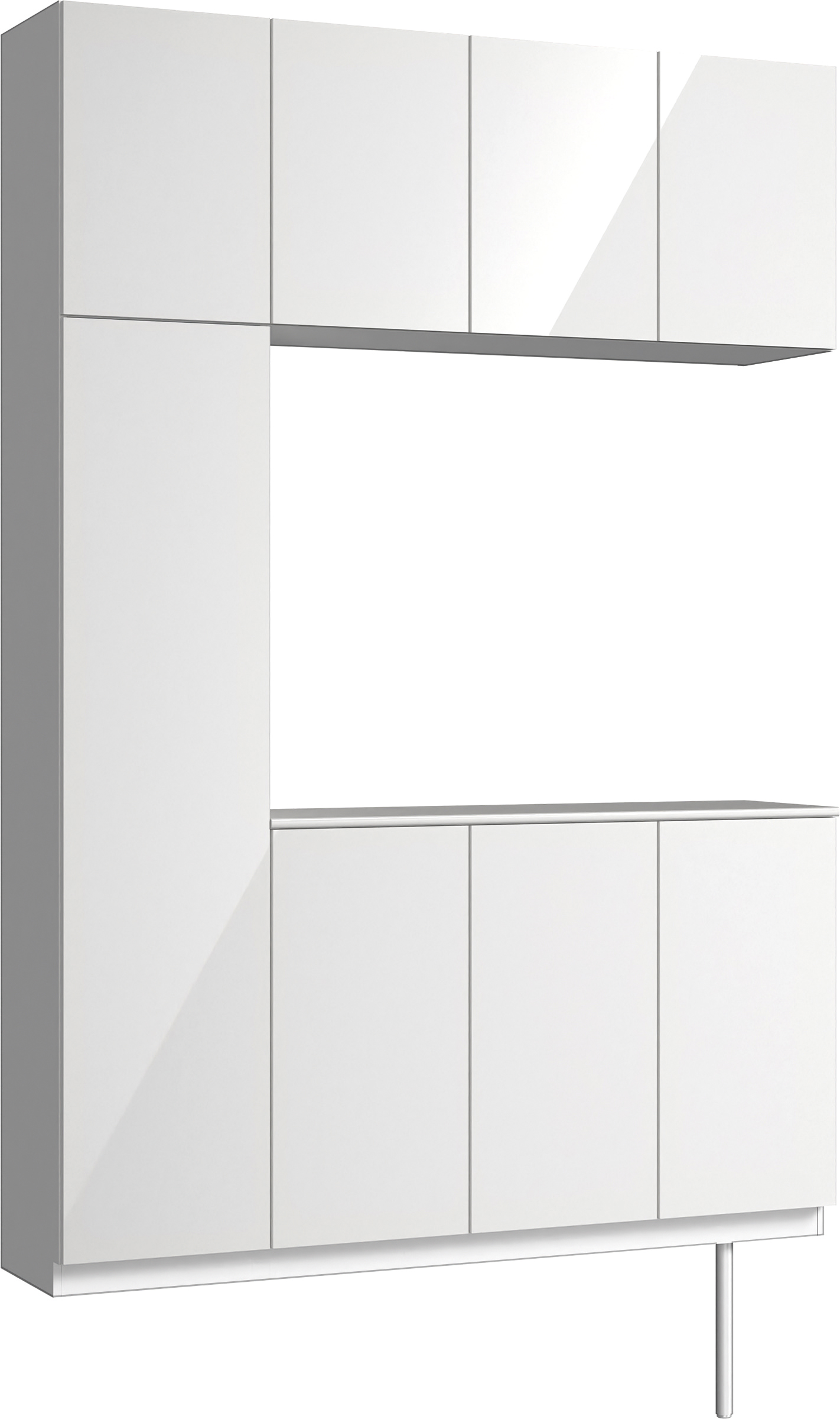 玄関収納　イエリア　開き戸ユニット　フラット　Ｓ１６　コの字ＰＬＡＮ　シューズ収納　パネル扉　１６００幅　　〈ルミホワイト柄〉　ハンドルレス