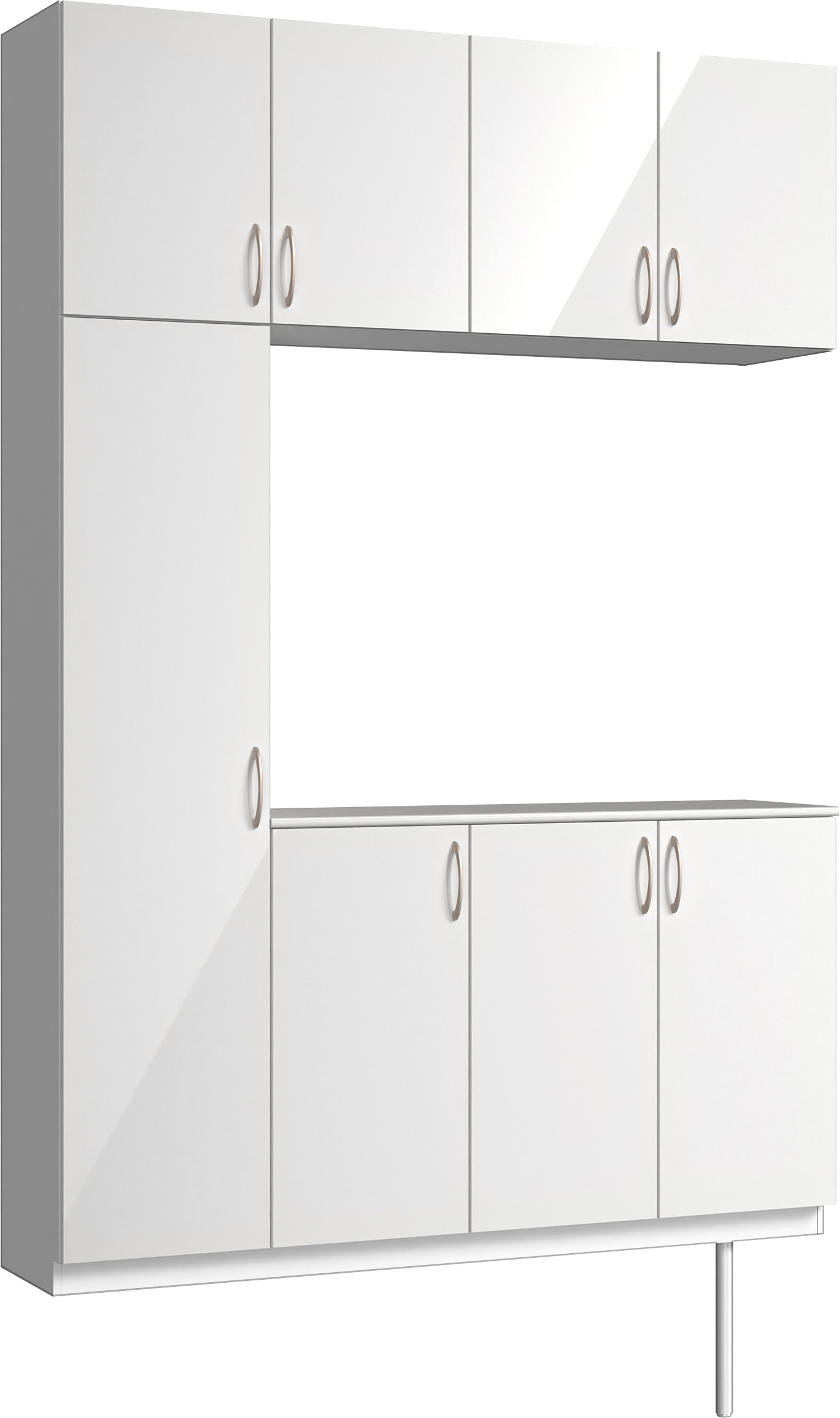 玄関収納　イエリア　開き戸ユニット　フラット　Ｓ１６　コの字ＰＬＡＮ　シューズ収納　パネル扉　１６００幅　　〈ルミホワイト柄〉　ハンドルラウンド型〈Ｔシルバー色〉