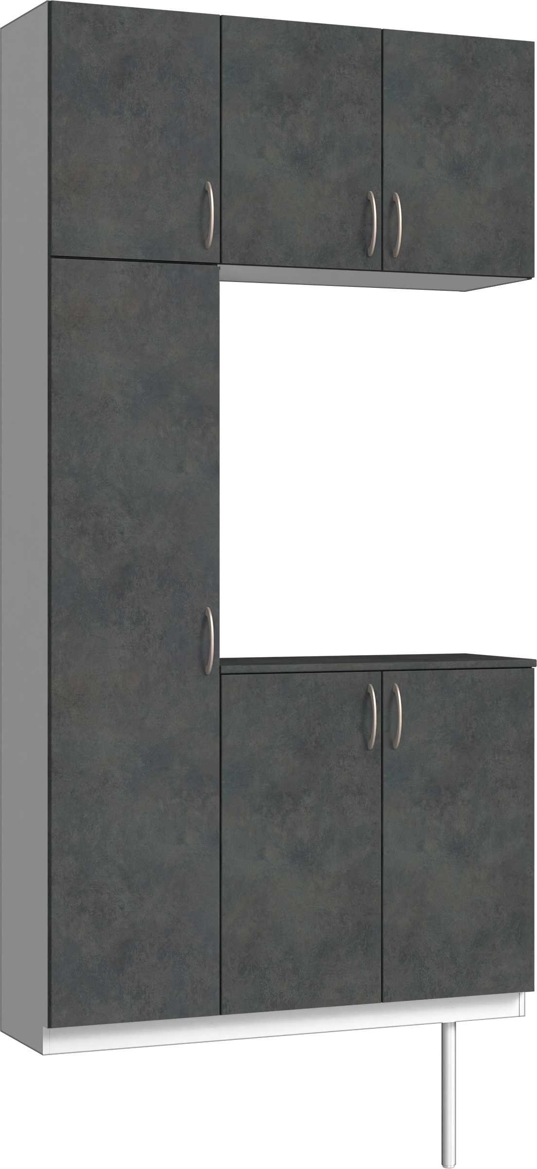 玄関収納　イエリア　開き戸ユニット　フラット　Ｓ３１　コの字ＰＬＡＮ　シューズ収納　パネル扉　１２００幅　〈アイアンブラック柄〉　ハンドルラウンド型〈Ｔシルバー色〉