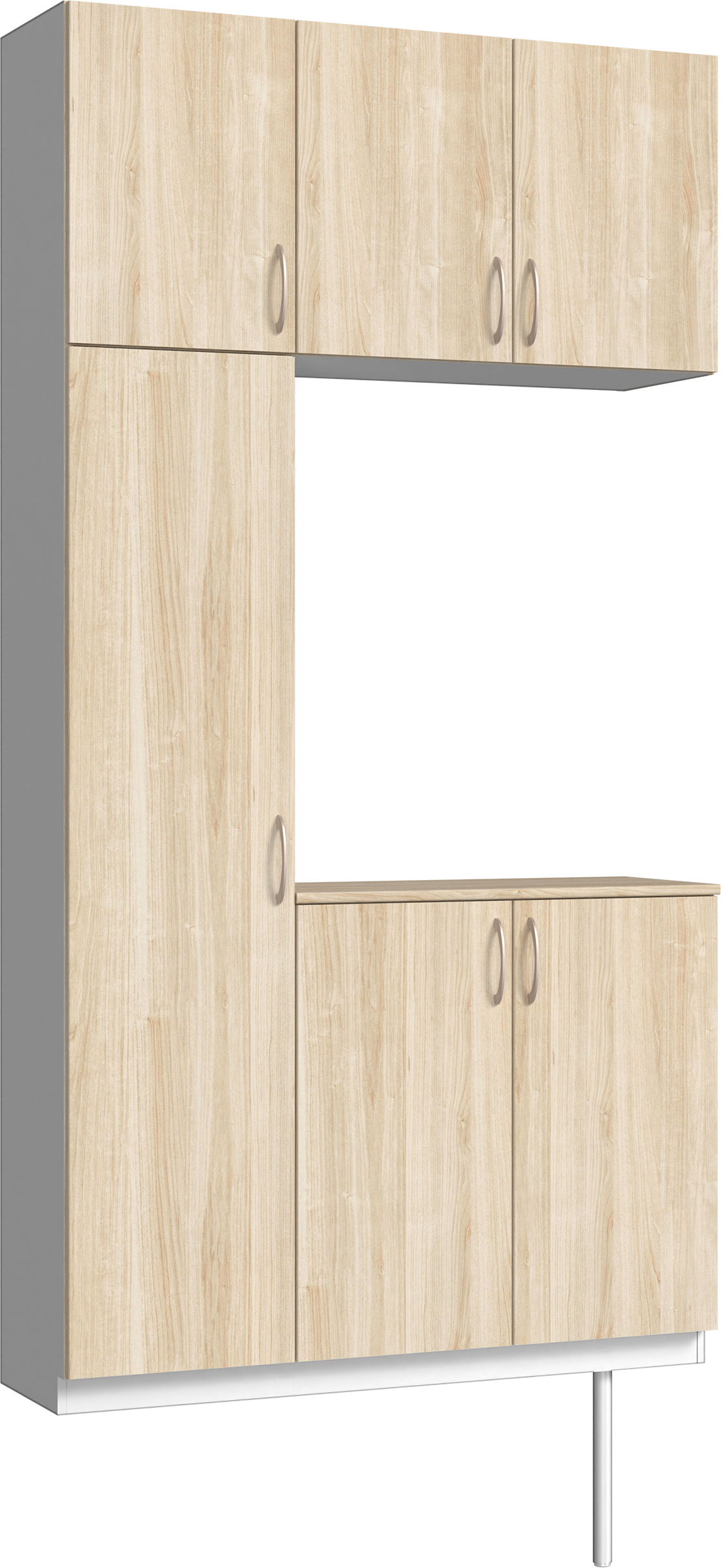 玄関収納　イエリア　開き戸ユニット　フラット　Ｓ３１　コの字ＰＬＡＮ　シューズ収納　パネル扉　１２００幅　〈コットンベージュ柄〉　ハンドルラウンド型〈Ｔシルバー色〉