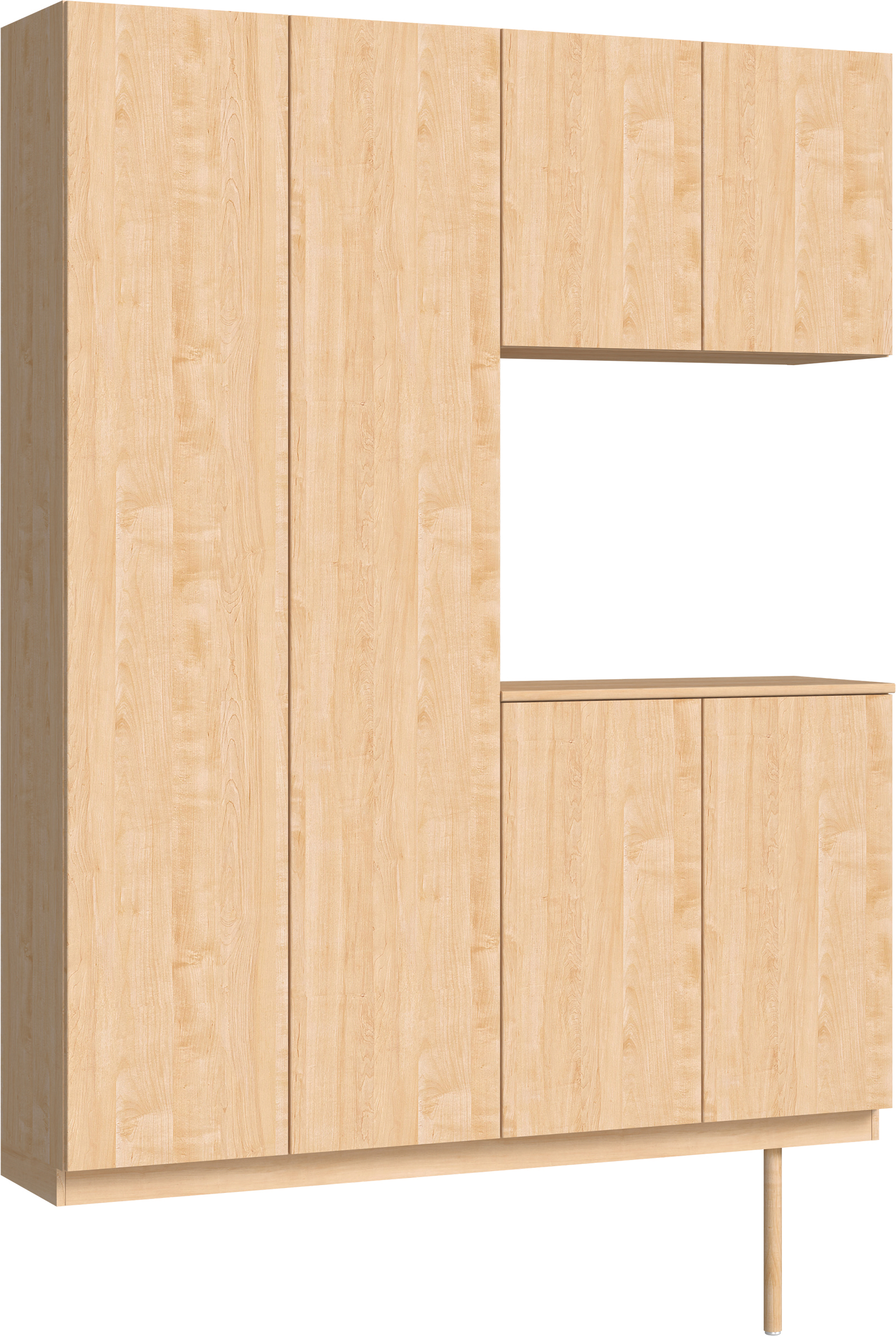 玄関収納　イエリア　開き戸ユニット　フラット縦木目　Ｓ０１　コの字ＰＬＡＮ　シューズ収納　ウッド扉　１６００幅　〈ミルベージュ柄〉　ハンドルレス